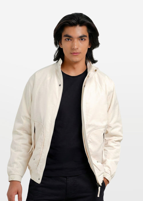 Bomber Jacket in Off White — Men's Regular Fit Bomber Jacket | Eagle Ray