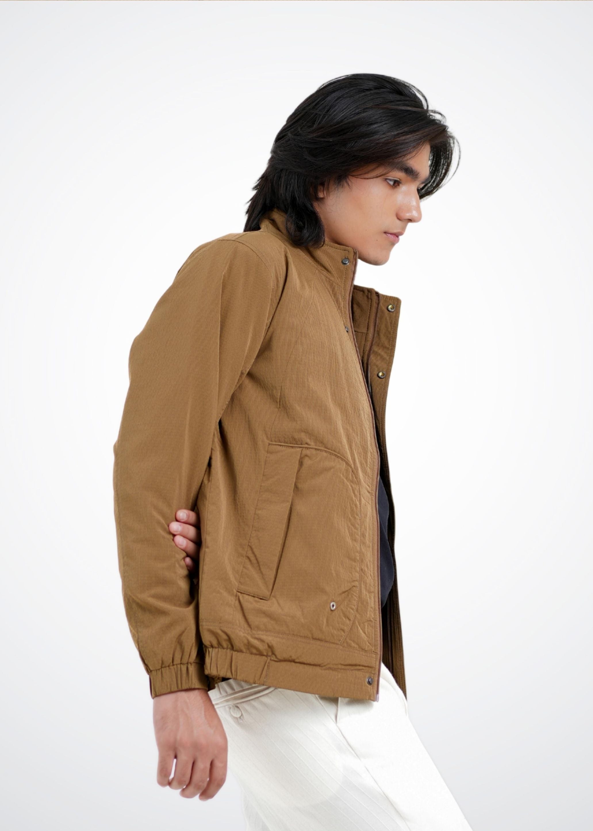 Bomber Jacket in Dark Sand