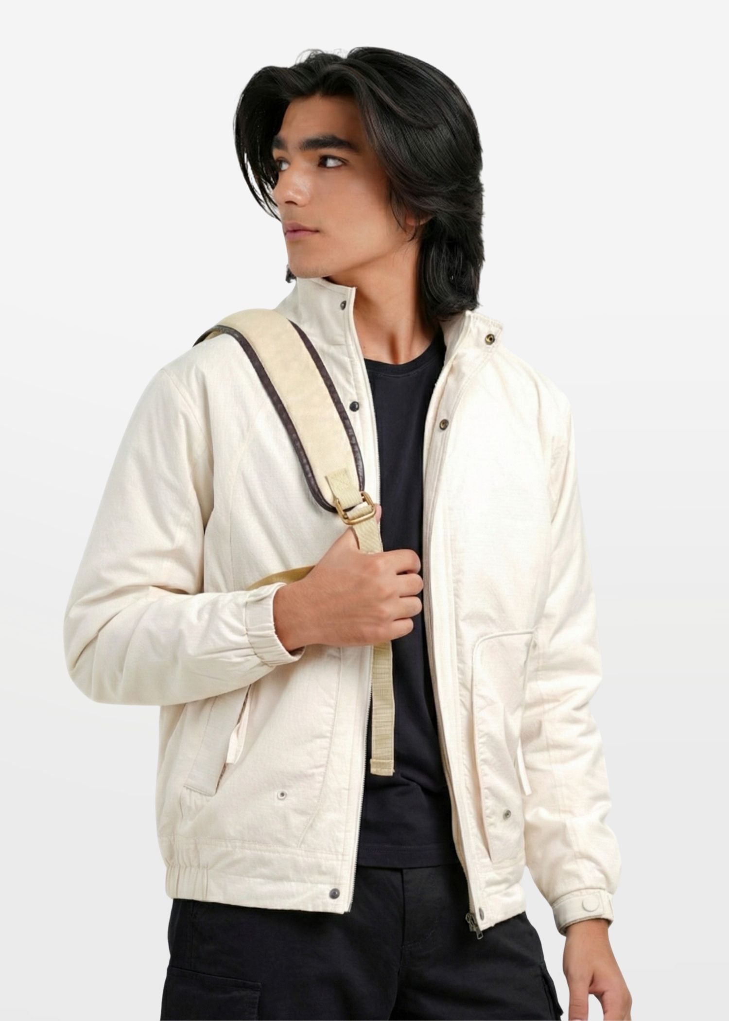 Bomber Jacket in Off White — Men's Regular Fit Bomber Jacket | Eagle Ray
