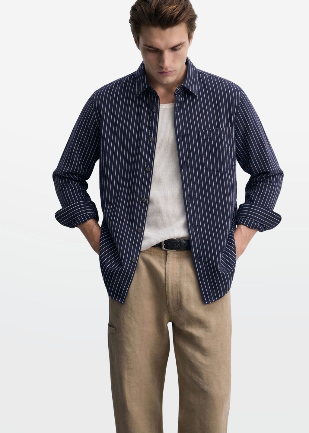 Classic Stripe in Obsidian Blue — Men's Cotton Striped Shirt | Eagle Ray