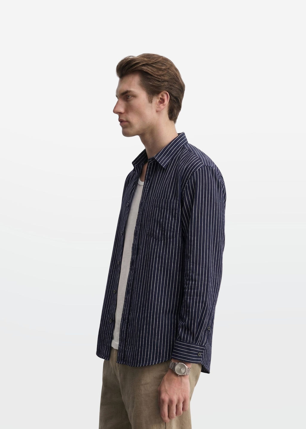 Classic Stripe in Obsidian Blue — Men's Cotton Striped Shirt | Eagle Ray