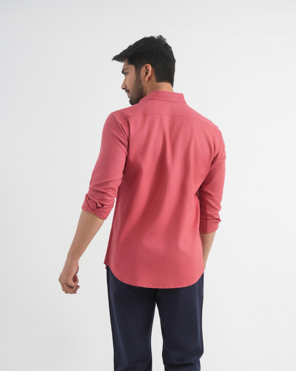 Dark Pink Lyocell Linen Shirt