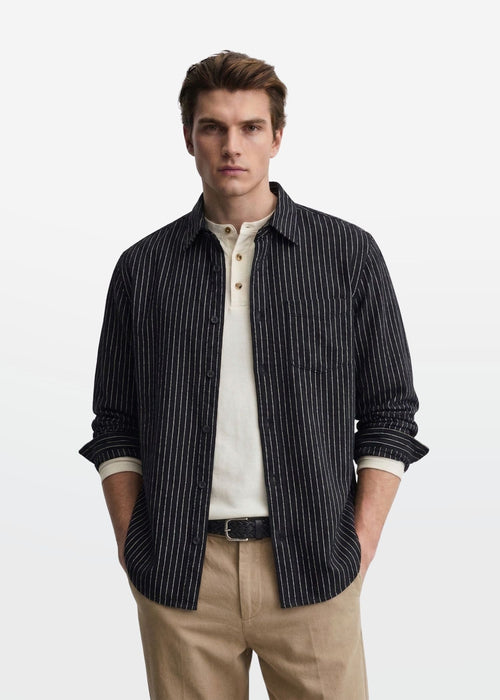 Classic Stripe in Obsidian Black — Men's Cotton Striped Shirt | Eagle Ray