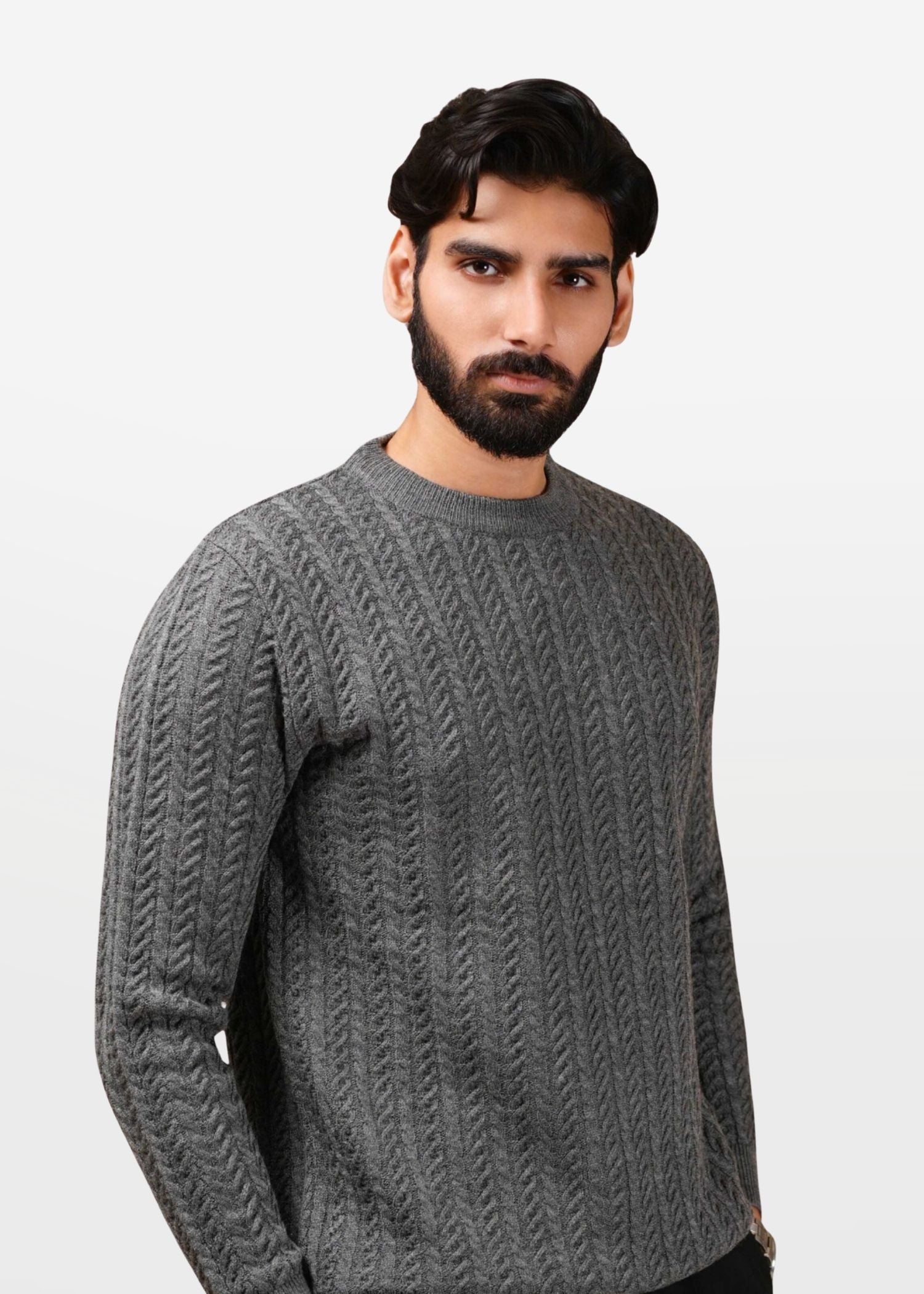 Cable Knit Sweater in Grey