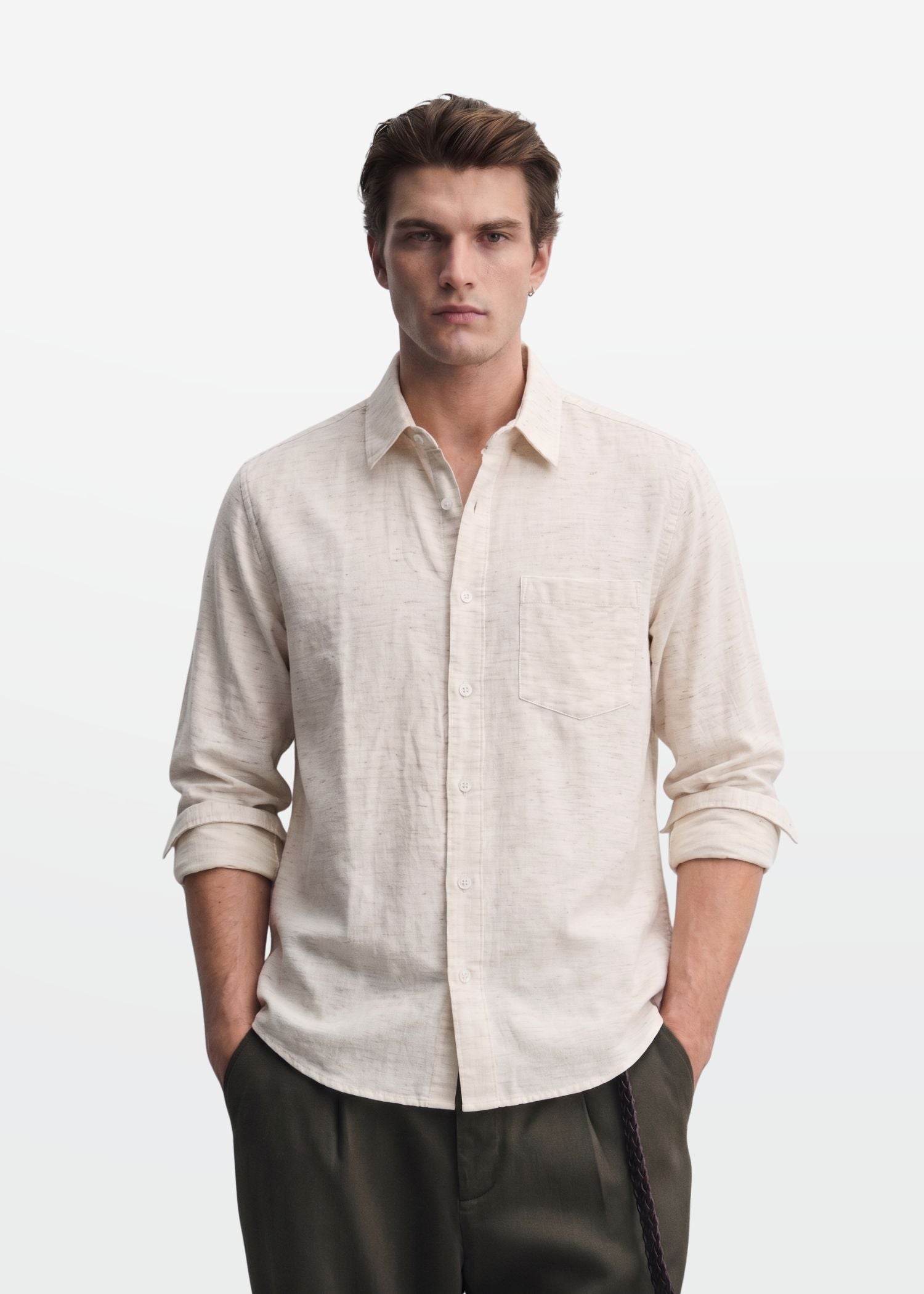 Natural Oat Viscose Linen Shirt