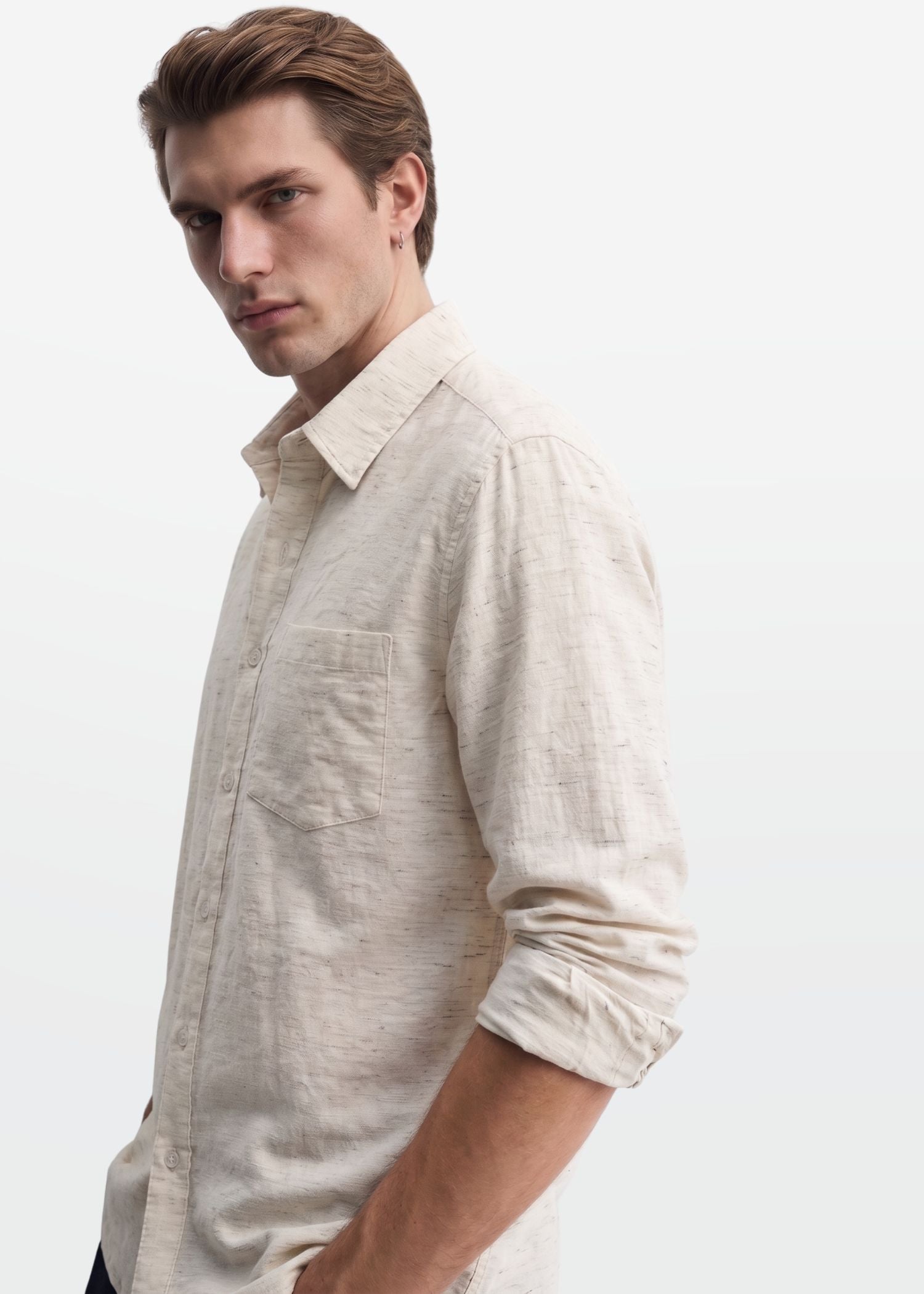 Natural Oat Viscose Linen Shirt