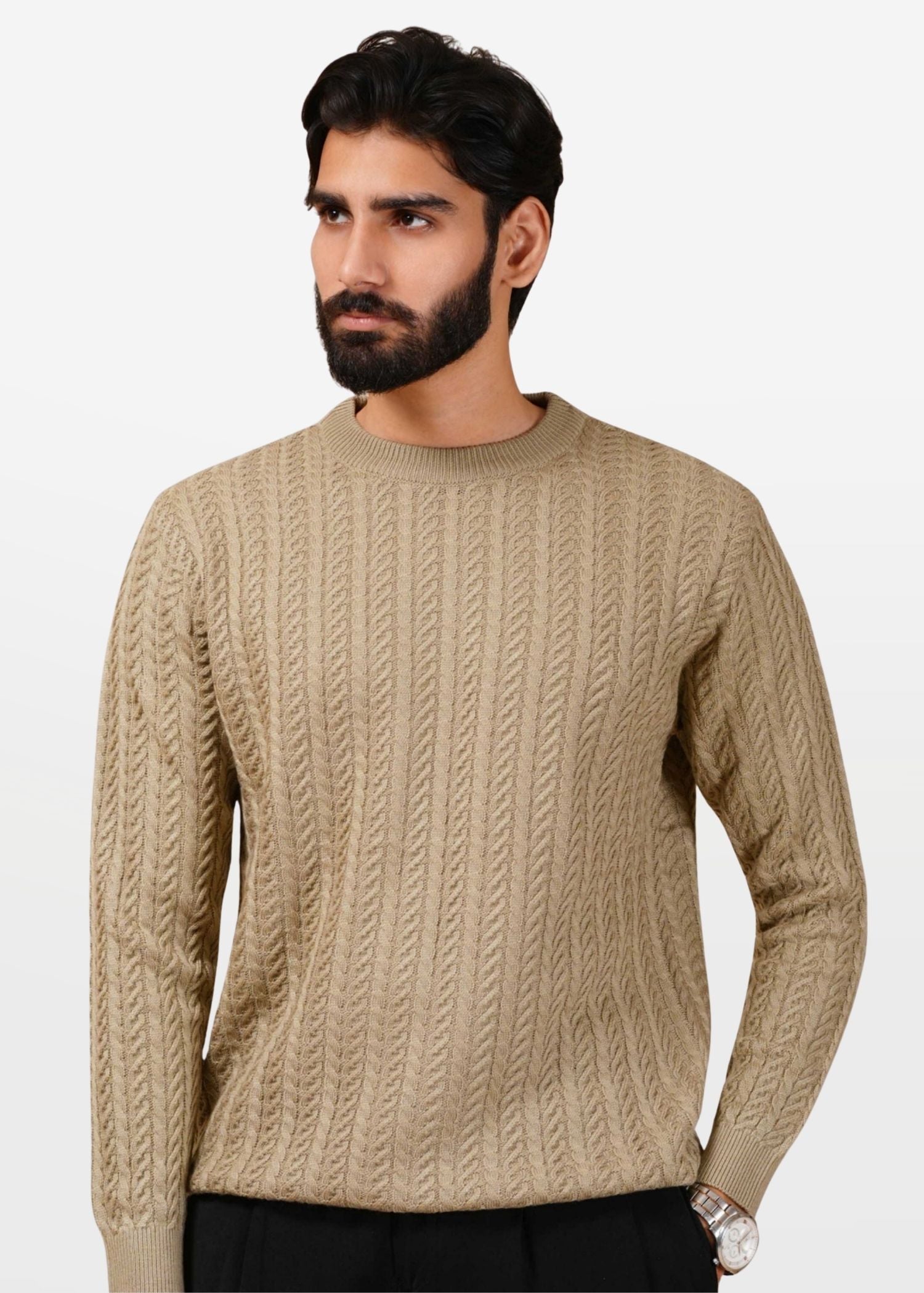 Cable Knit Sweater in Soft Amber