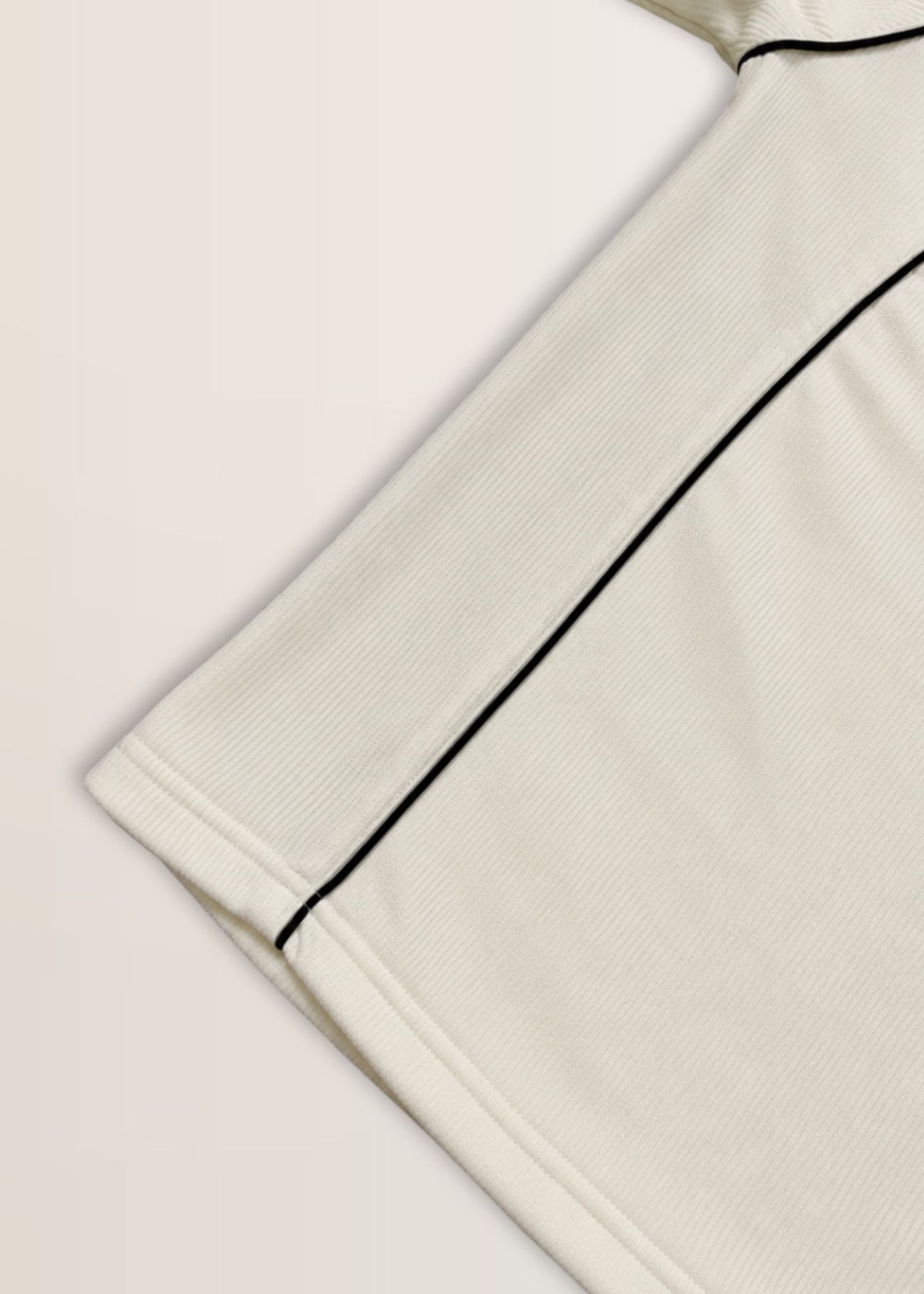 Cream Black Piped Ribbed Henley — Men's Ribbed Henley India | Eagle Ray