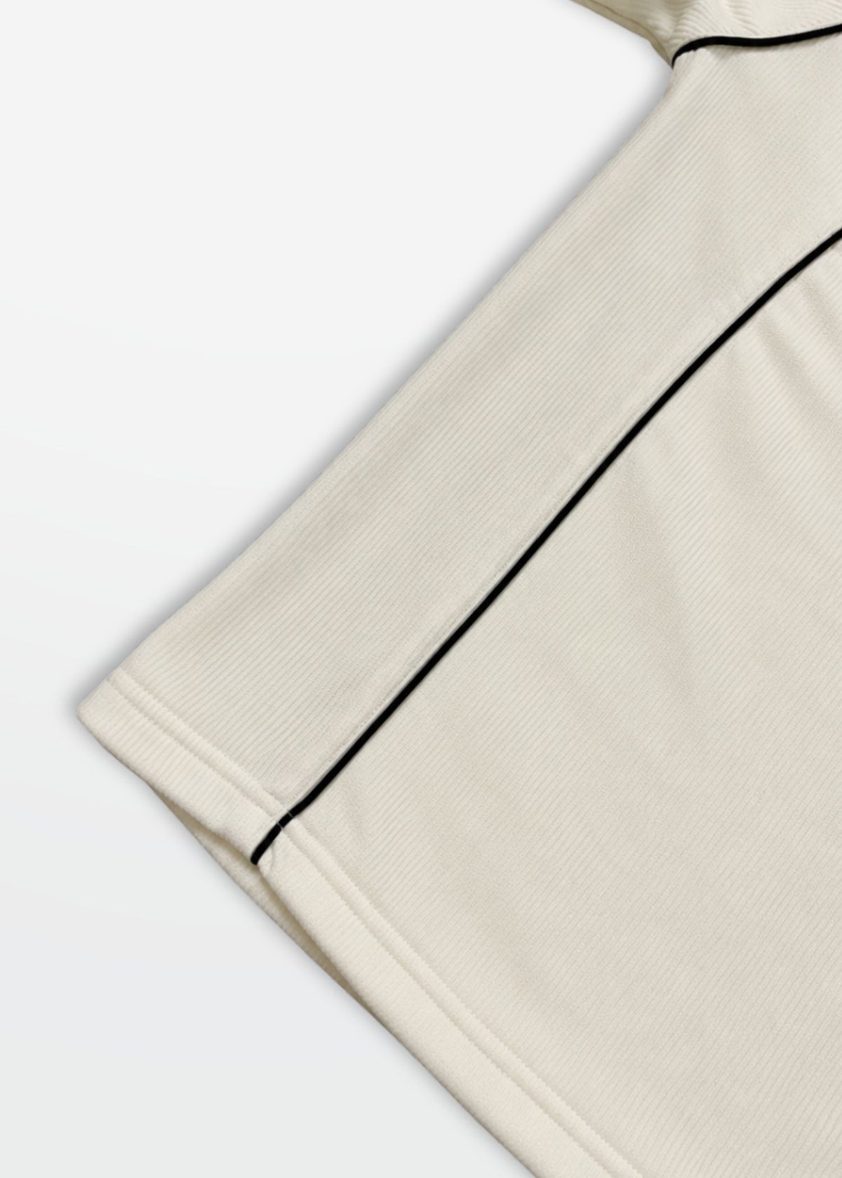 Cream Black Piped Ribbed Henley