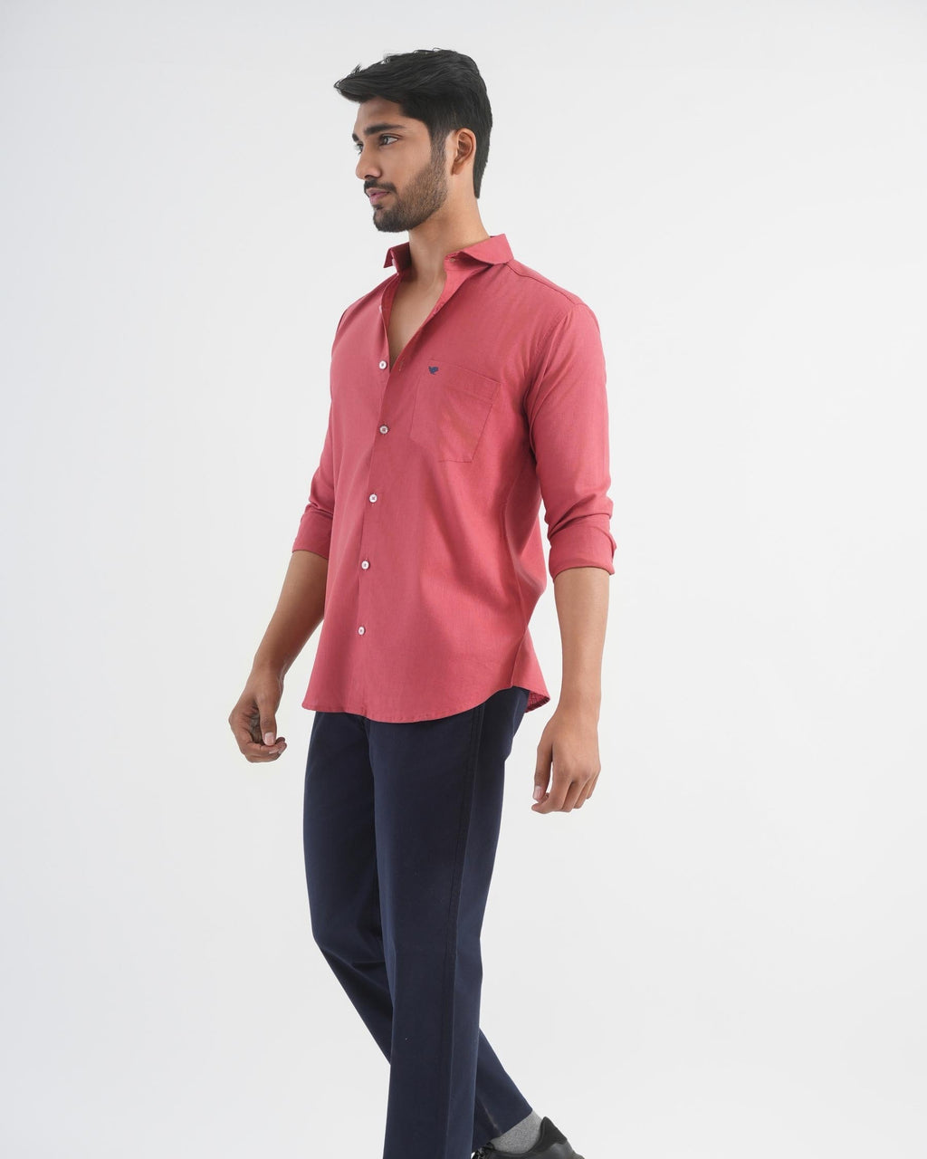 Dark Pink Lyocell Linen Shirt