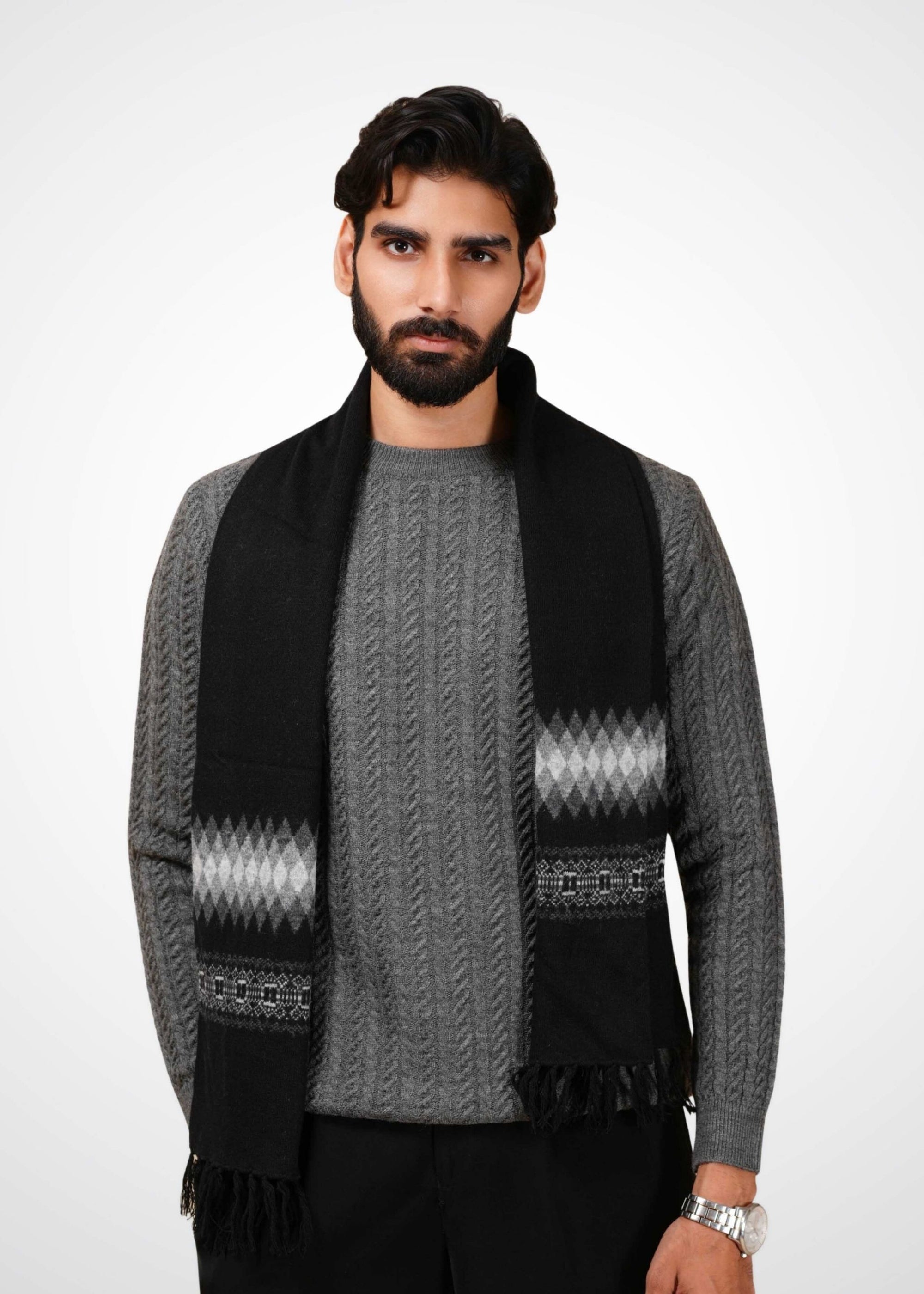 Cable Knit Sweater in Grey