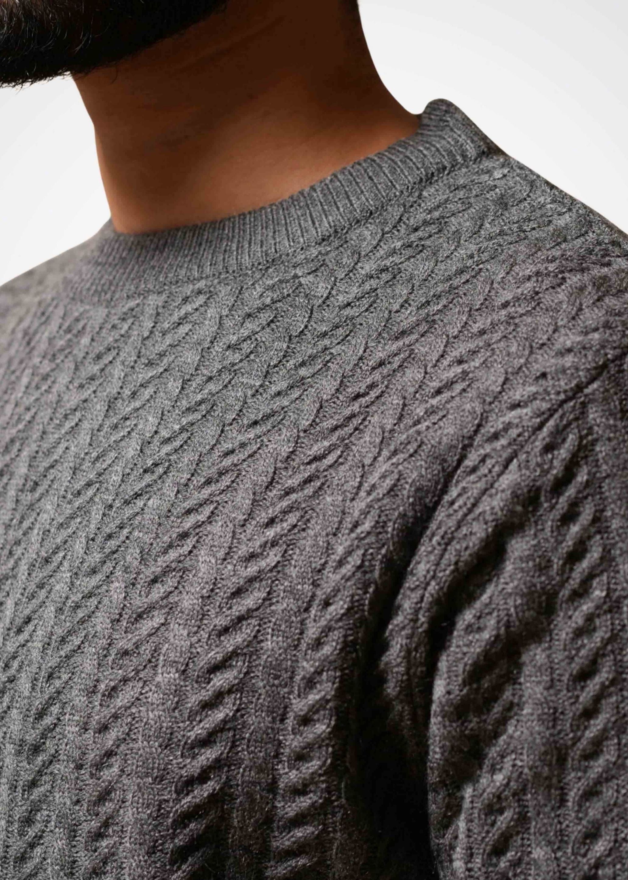 Cable Knit Sweater in Grey