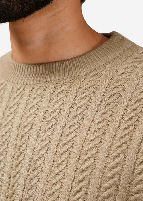Cable Sweater in Soft Amber — Men's Acrylic Wool Cable Knit Sweater | Eagle Ray