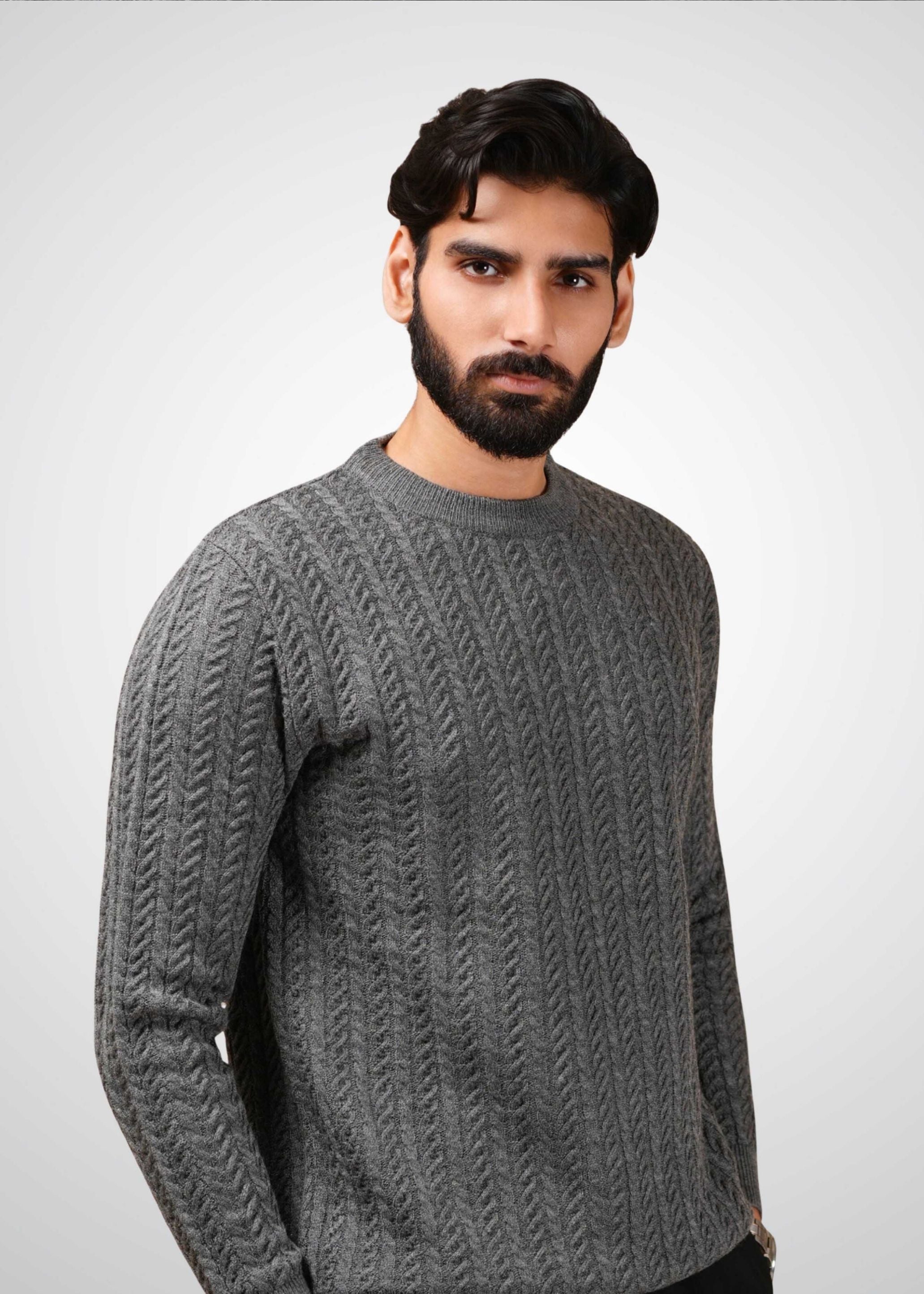 Cable Knit Sweater in Grey