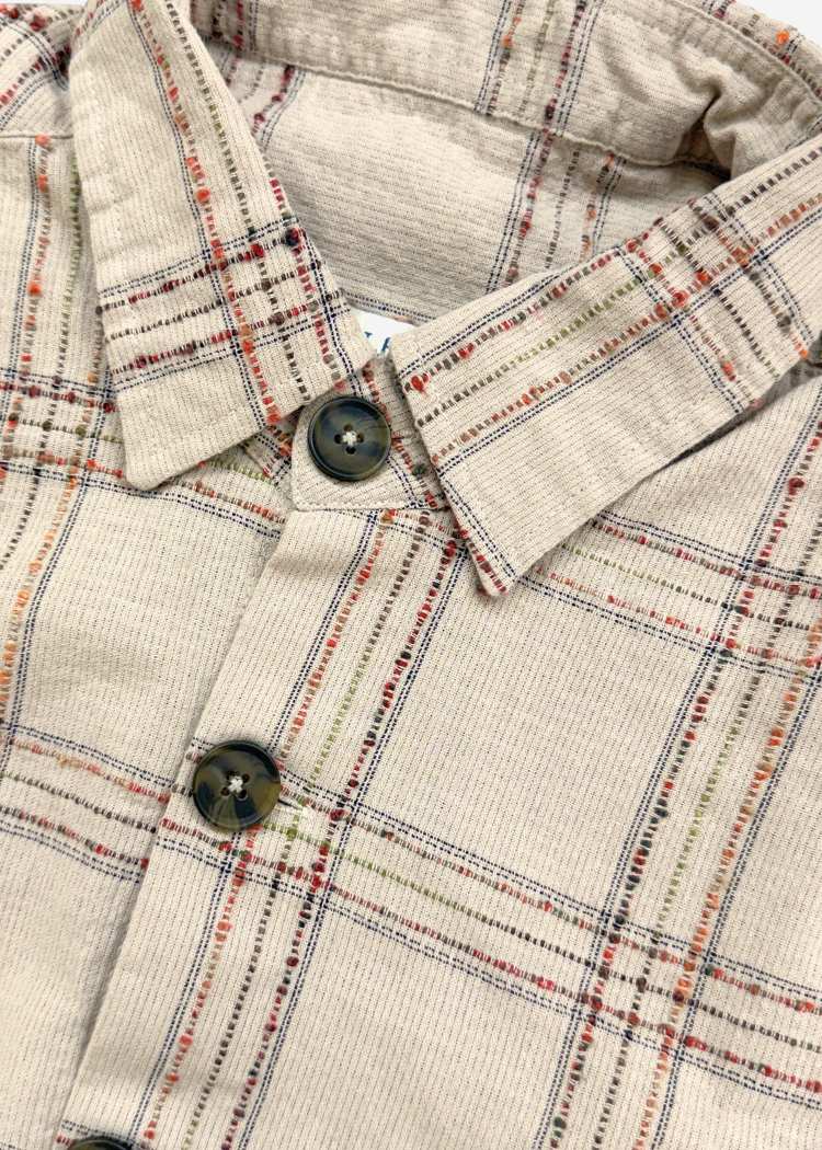 Slub Overshirt in Oatmeal — Men's Check Layering Shirt | Eagle Ray