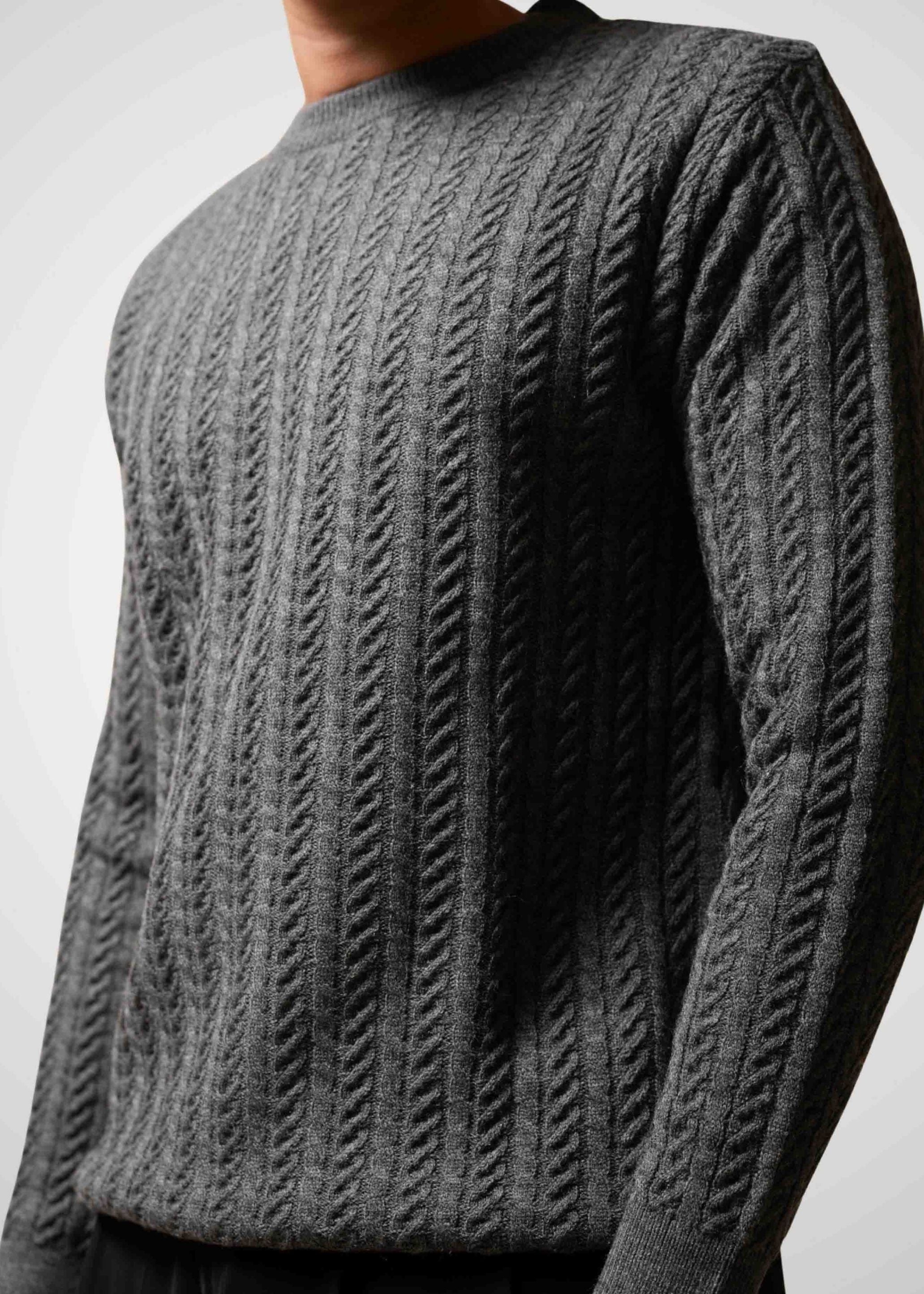 Cable Knit Sweater in Grey