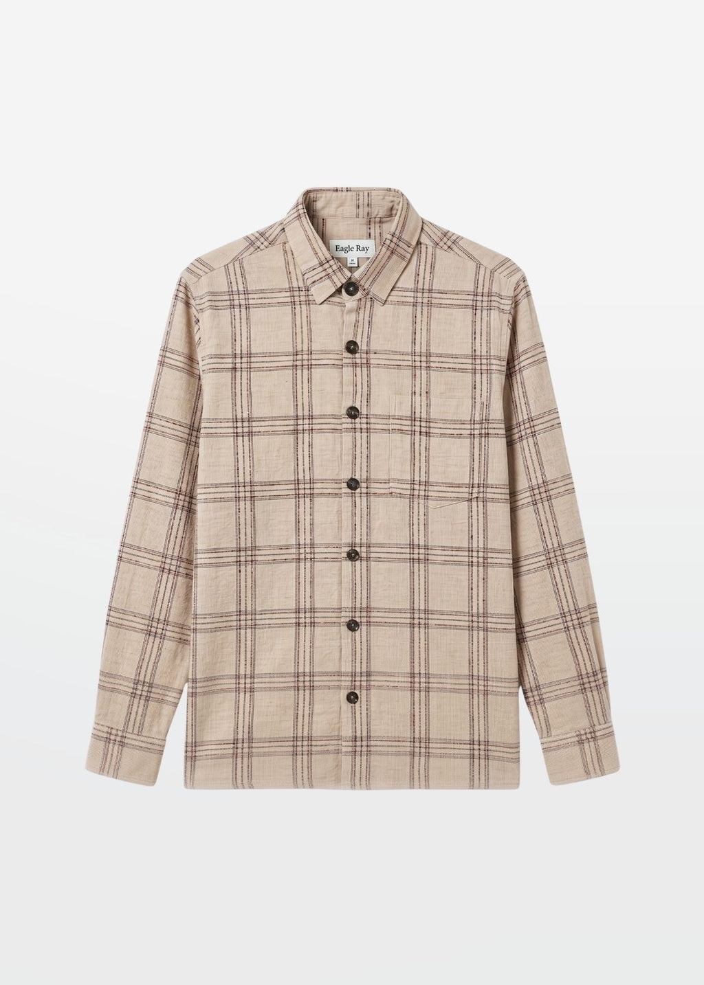 Slub Overshirt in Oatmeal — Men's Check Layering Shirt | Eagle Ray