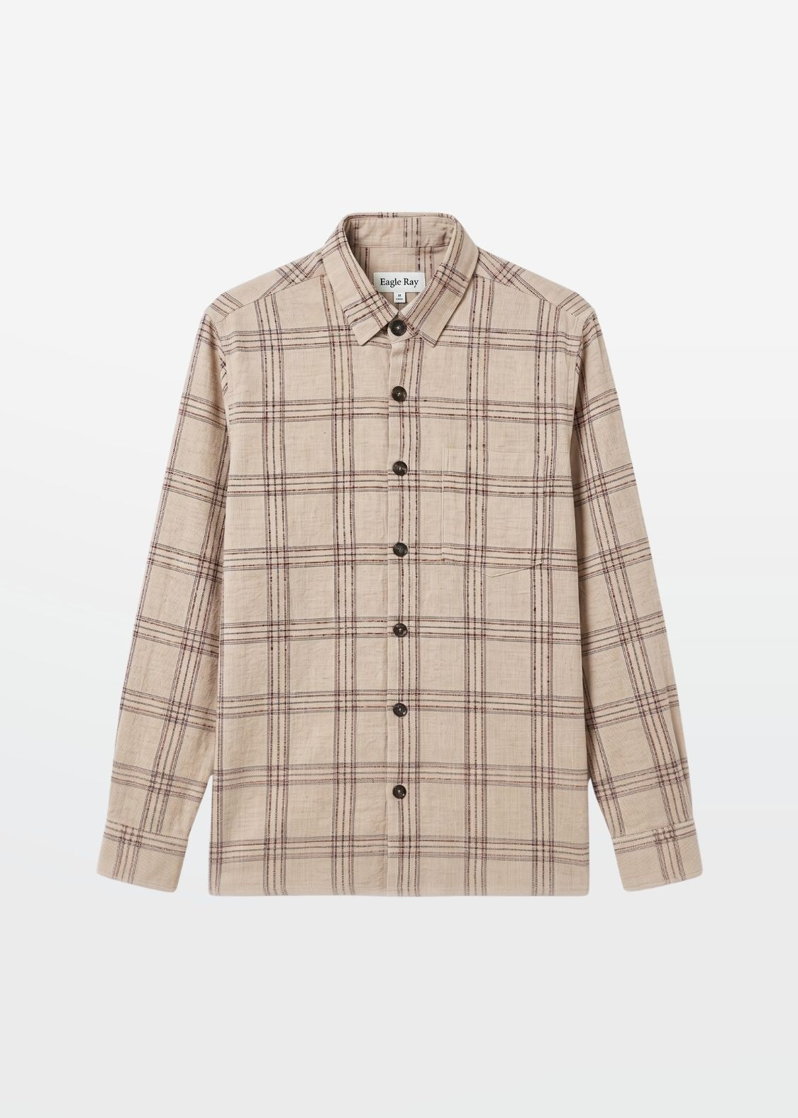Oatmeal Slub Check Overshirt — Men's Check Layering Shirt | Eagle Ray