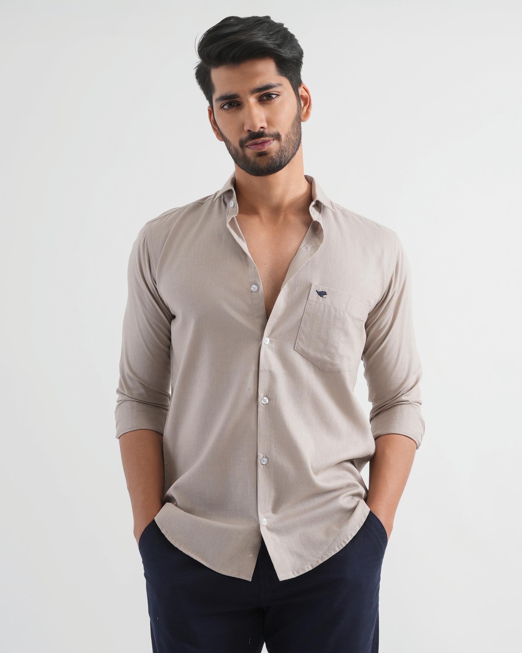 Pastel Grey Lyocell Linen Shirt