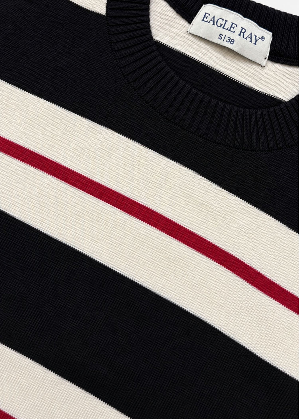 Full Sleeve Tee in Black Ivory Red — Men's Knit T-Shirt | Eagle Ray