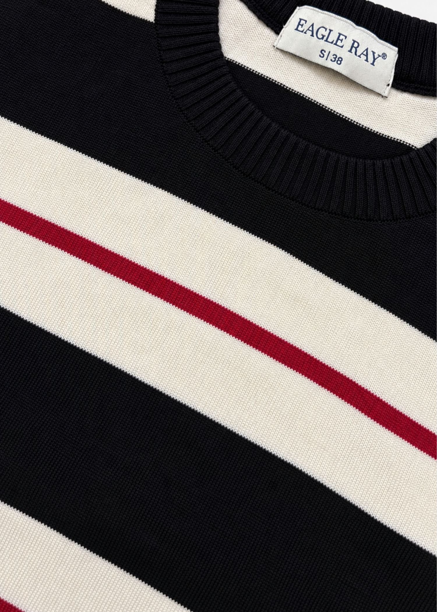 Black Ivory Red Stripe Full Sleeve Knit T-Shirt