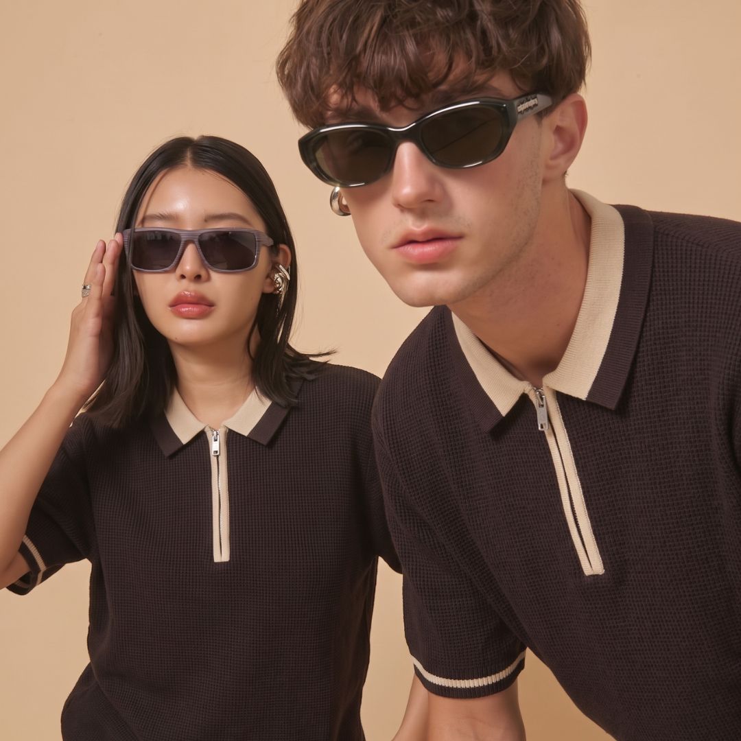 Dark Chocolate Tipped Zip Polo Shirt