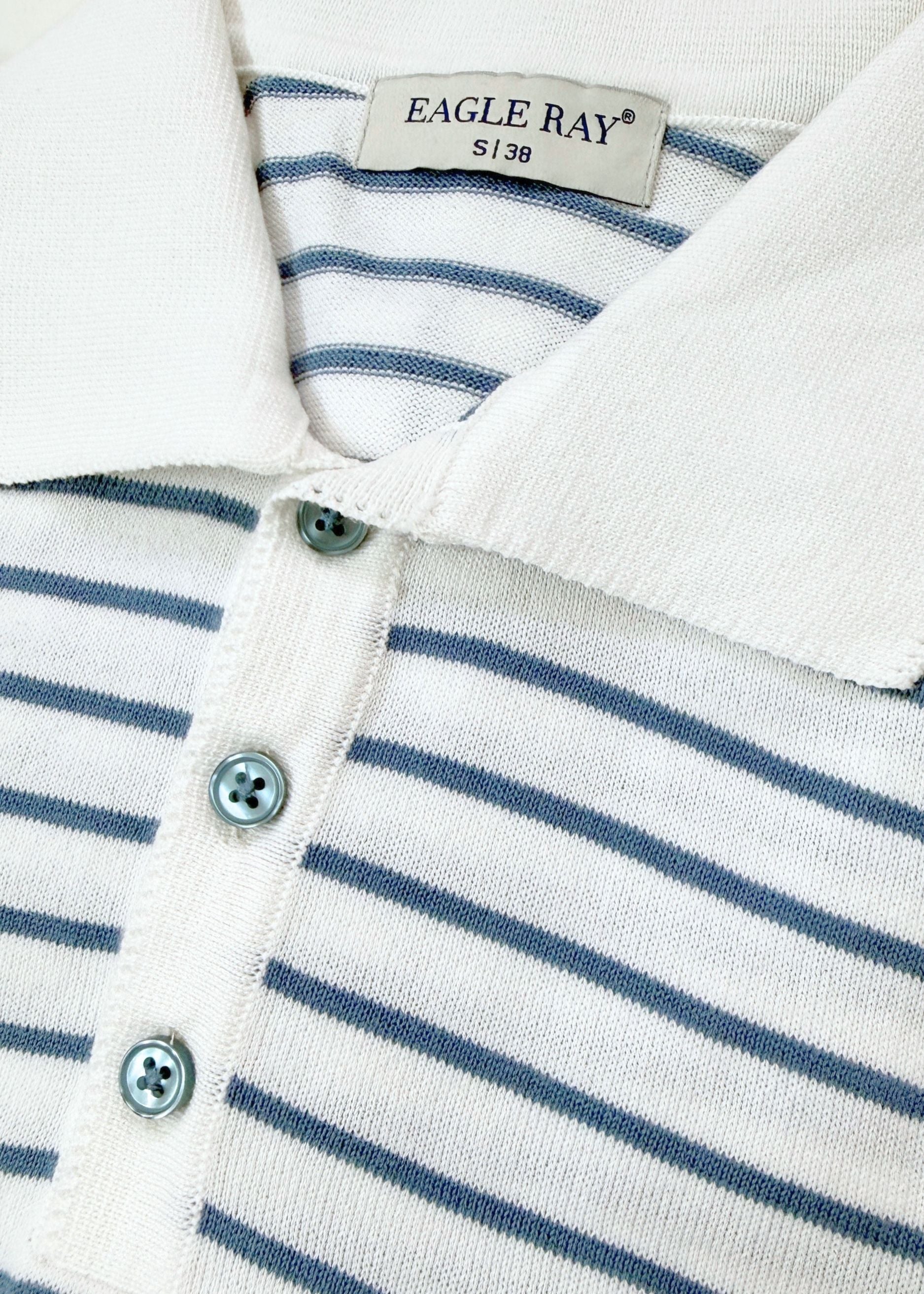 Blue Stripe Knit Polo Shirt