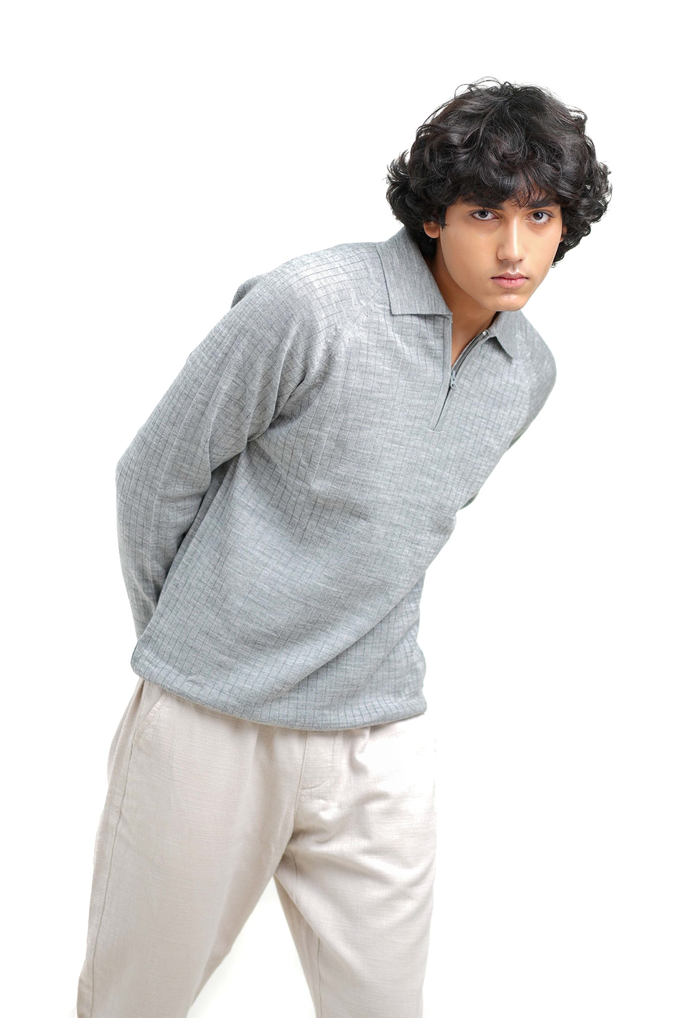 Core Zip Polo In Grey