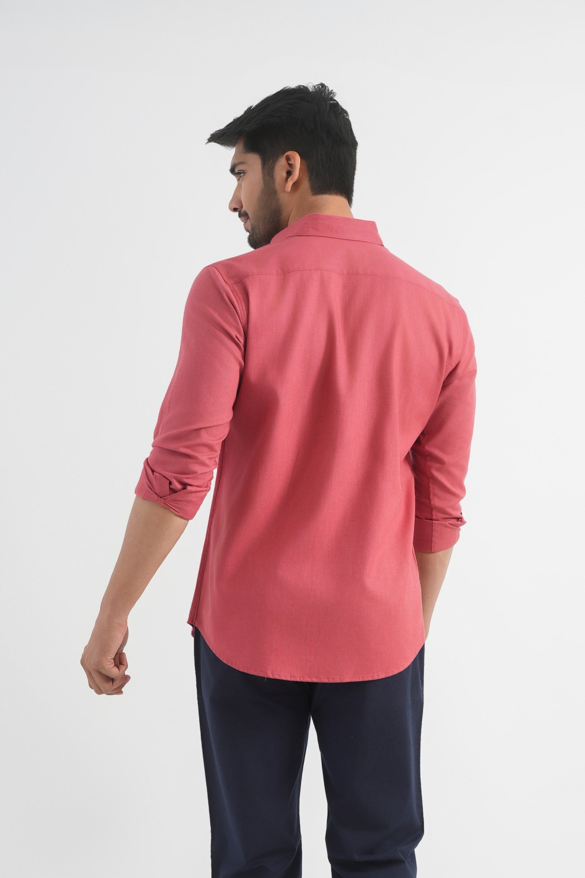 Dark Pink Lyocell Linen Shirt