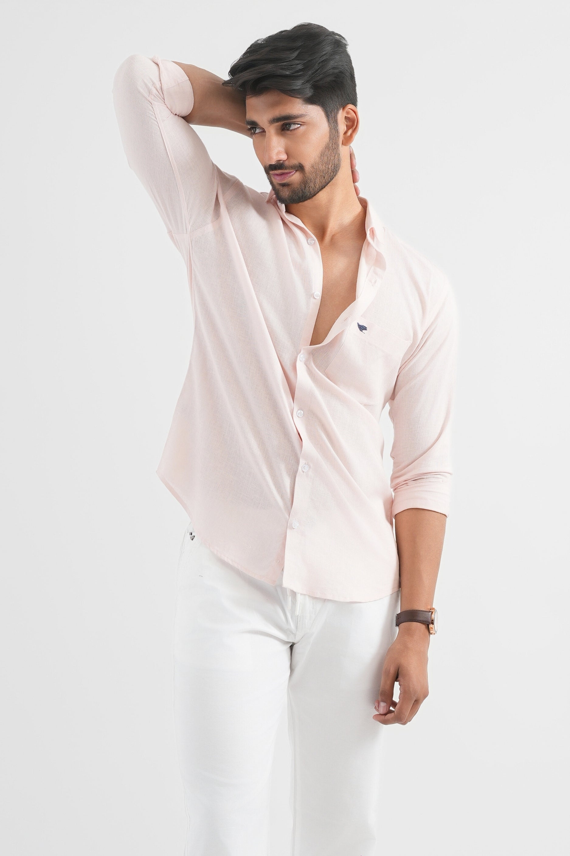 Oyster Pink Viscose Linen Shirt