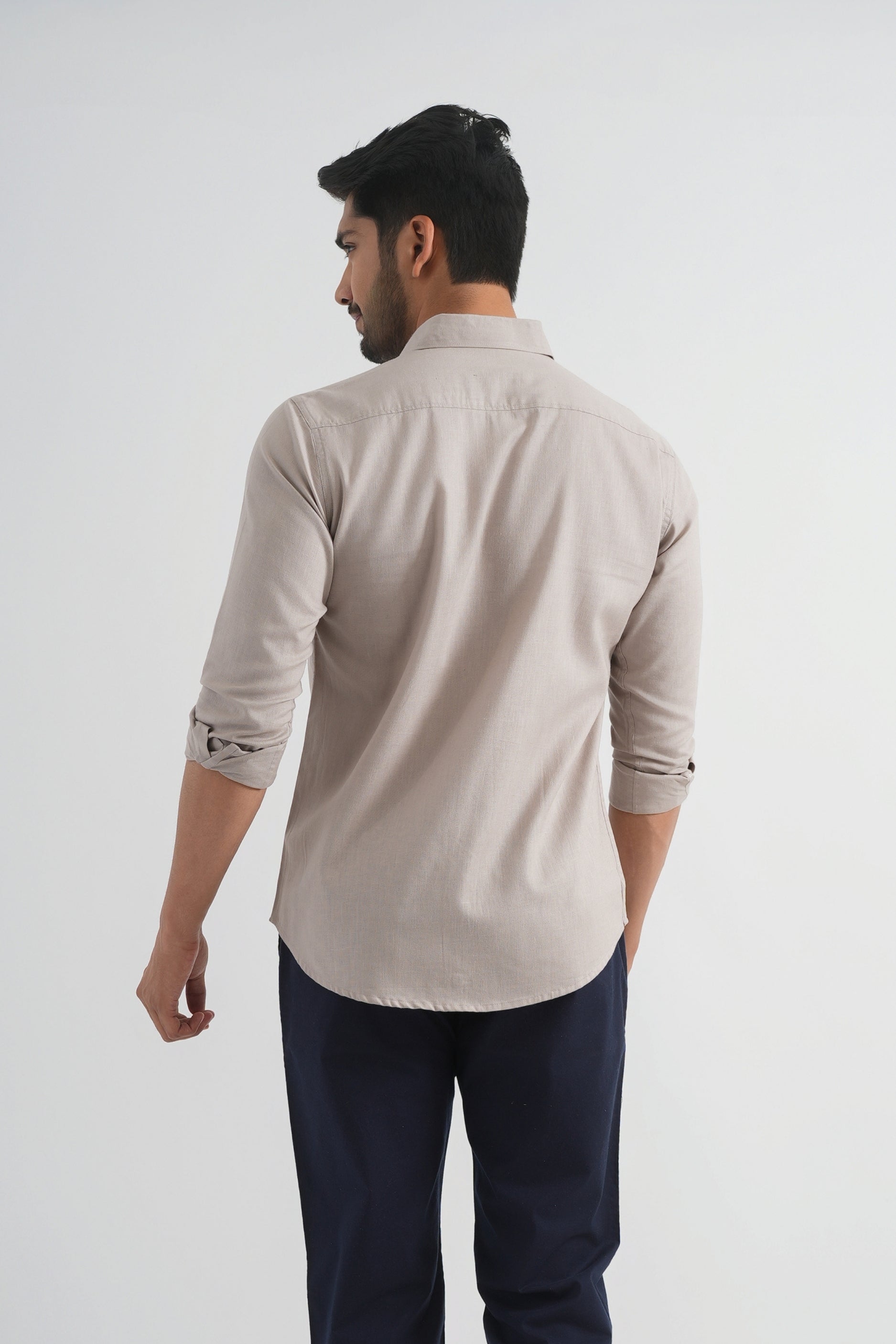 Pastel Grey Lyocell Linen Shirt