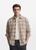 Oatmeal Slub Check Overshirt — Men's Check Layering Shirt | Eagle Ray
