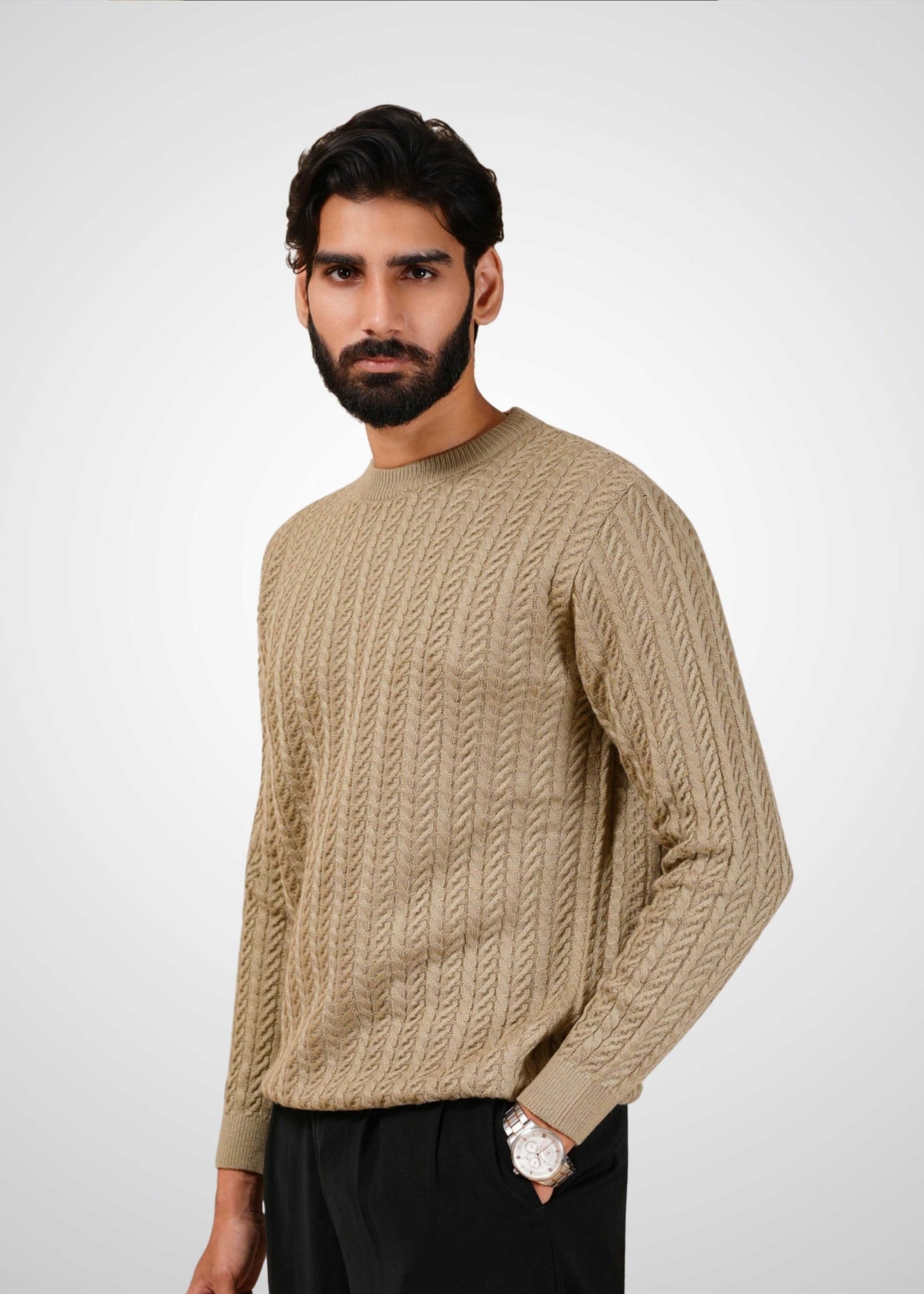 Cable Knit Sweater in Soft Amber