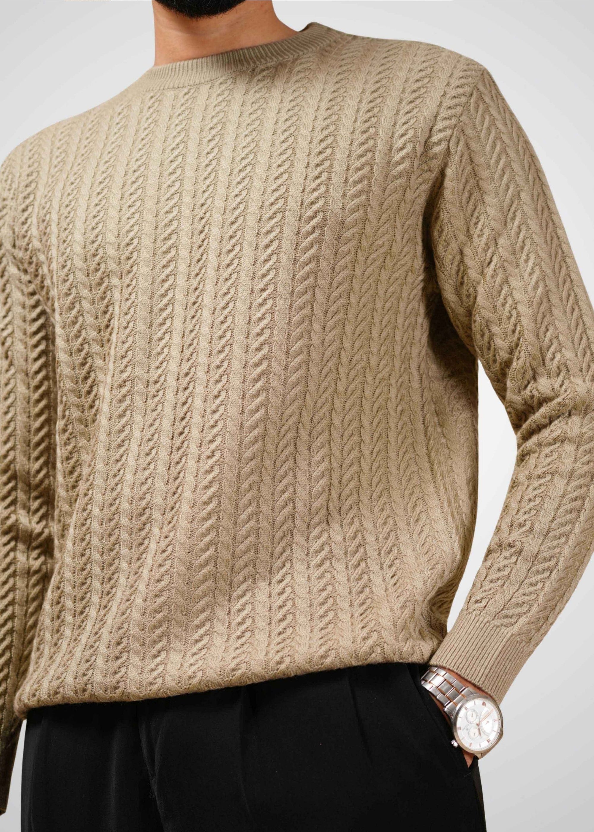 Cable Knit Sweater in Soft Amber