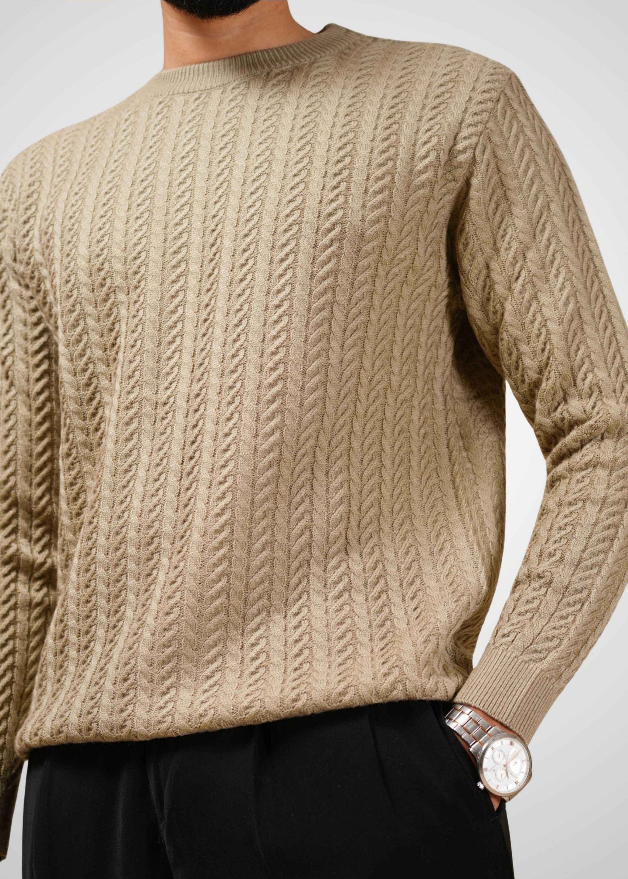 Cable Knit Sweater in Soft Amber