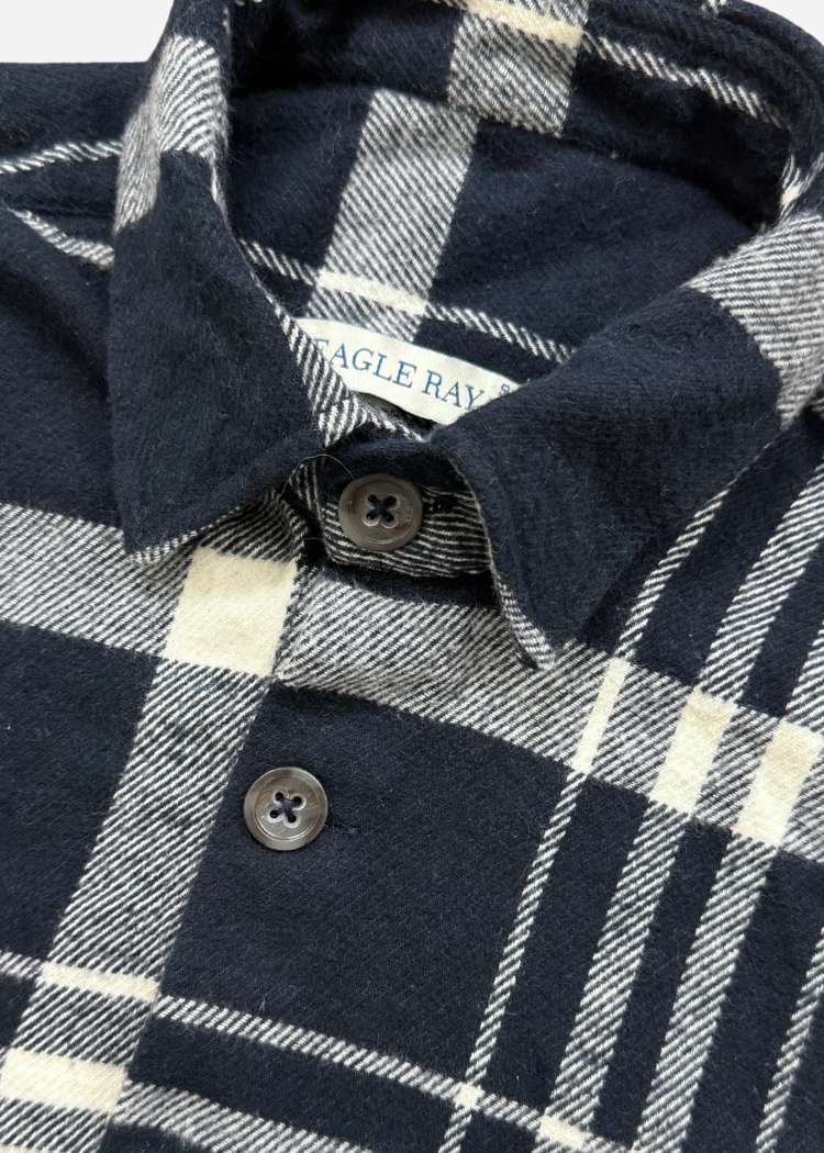 Flannel Overshirt in Navy Cream — Men's Layering Shirt | Eagle Ray