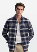 Navy Cream Plaid Flannel Overshirt — Men's Layering Shirt | Eagle Ray