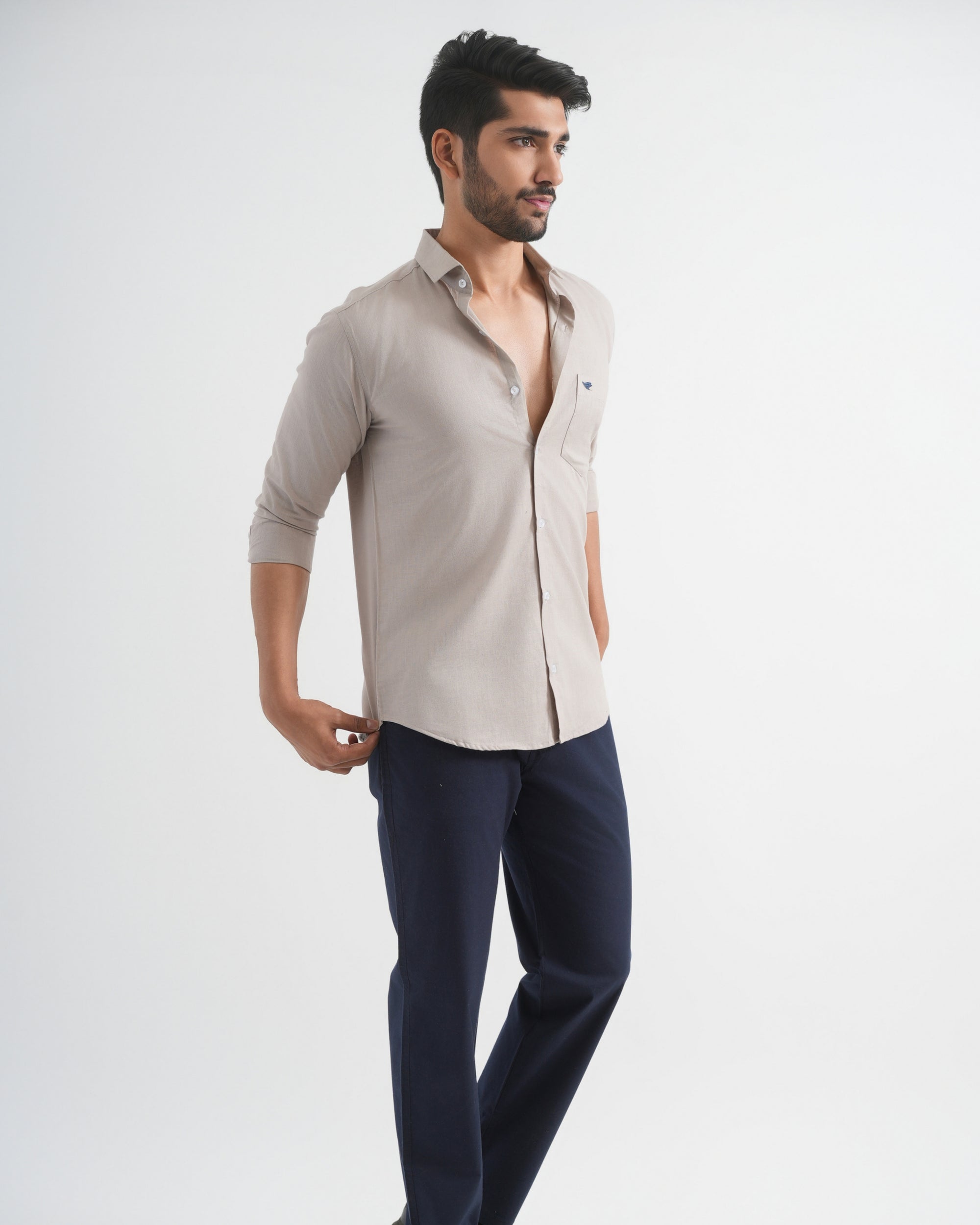 Pastel Grey Lyocell Linen Shirt