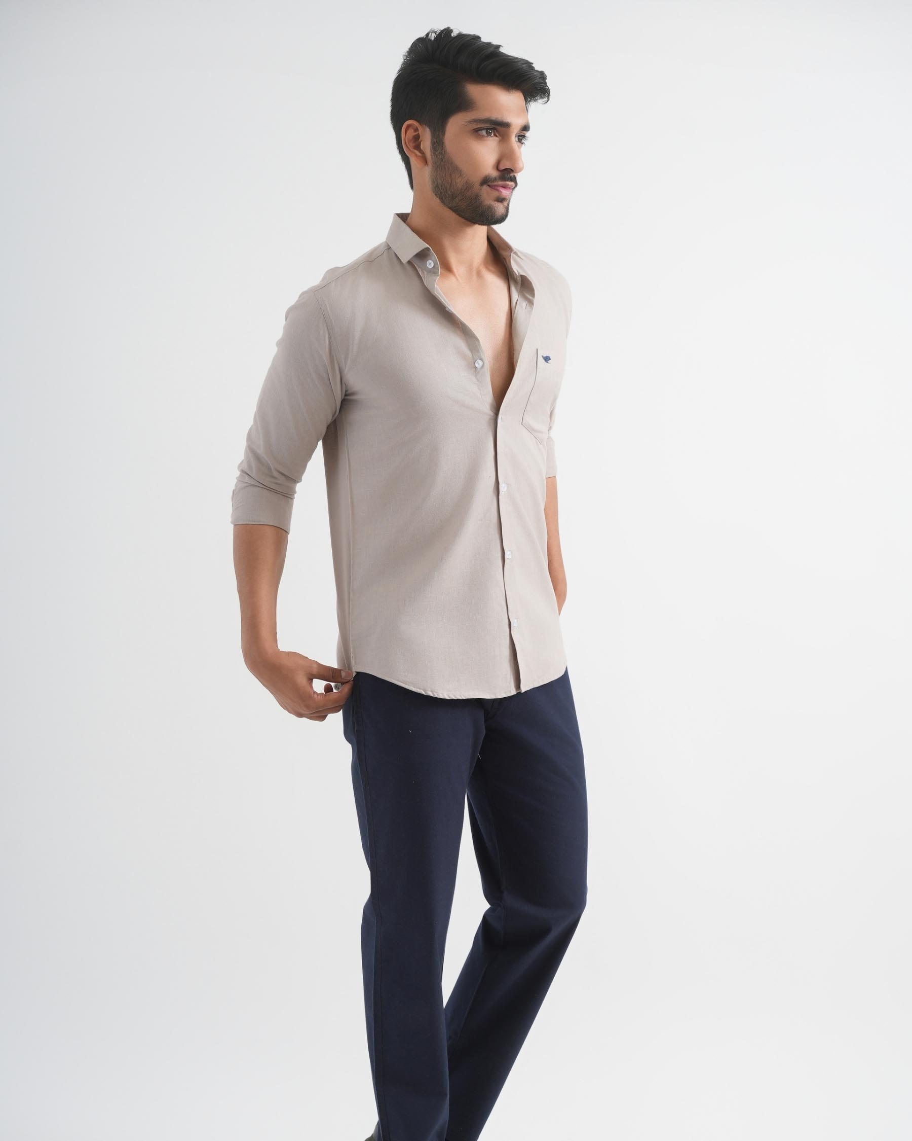 Pastel Grey Lyocell Linen Shirt
