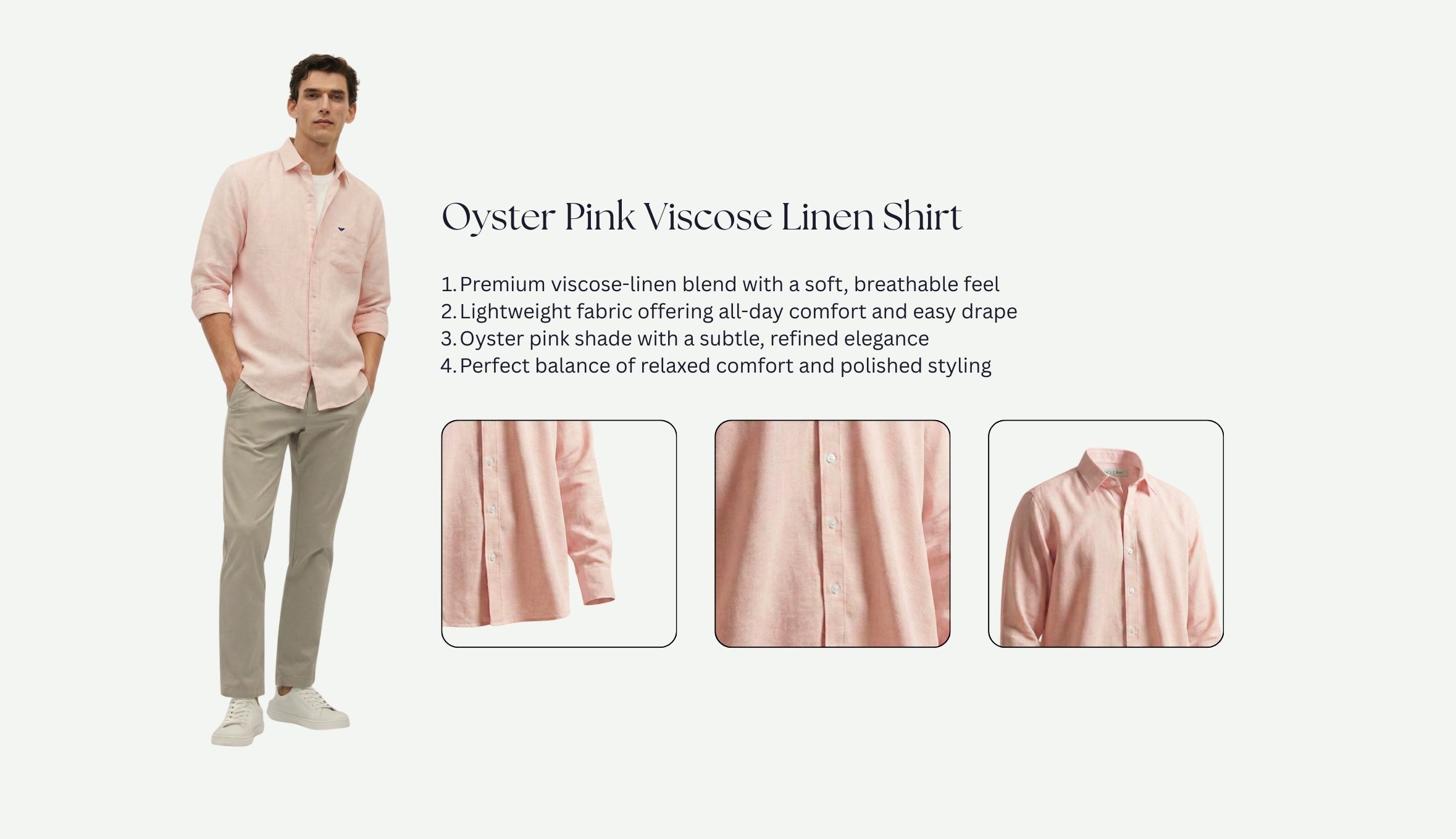 Oyster Pink Viscose Linen Shirt