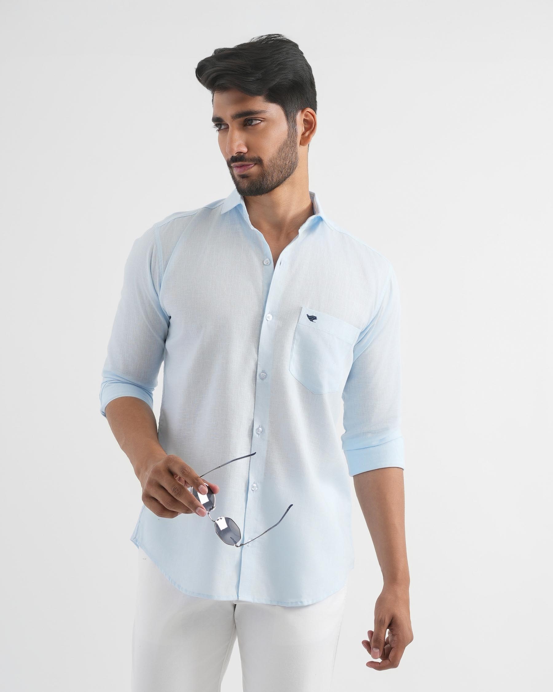 Pale Aqua Lyocell Linen Shirt