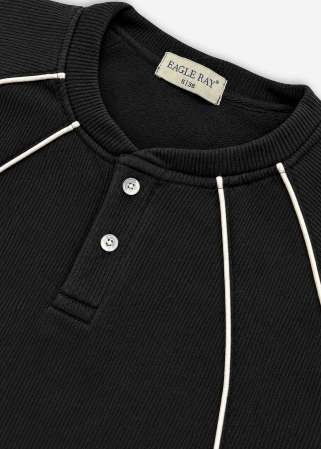 Raglan Pullover in Black — Men's Winter Pullover | Eagle Ray