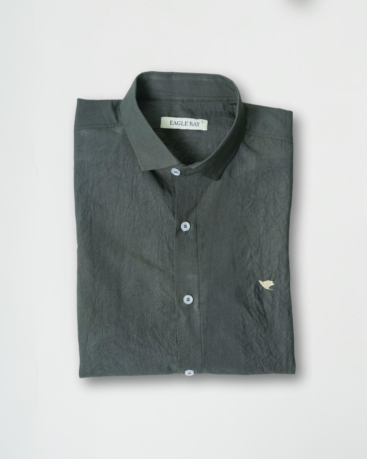 Lunar Green Crushed Cotton Shirt