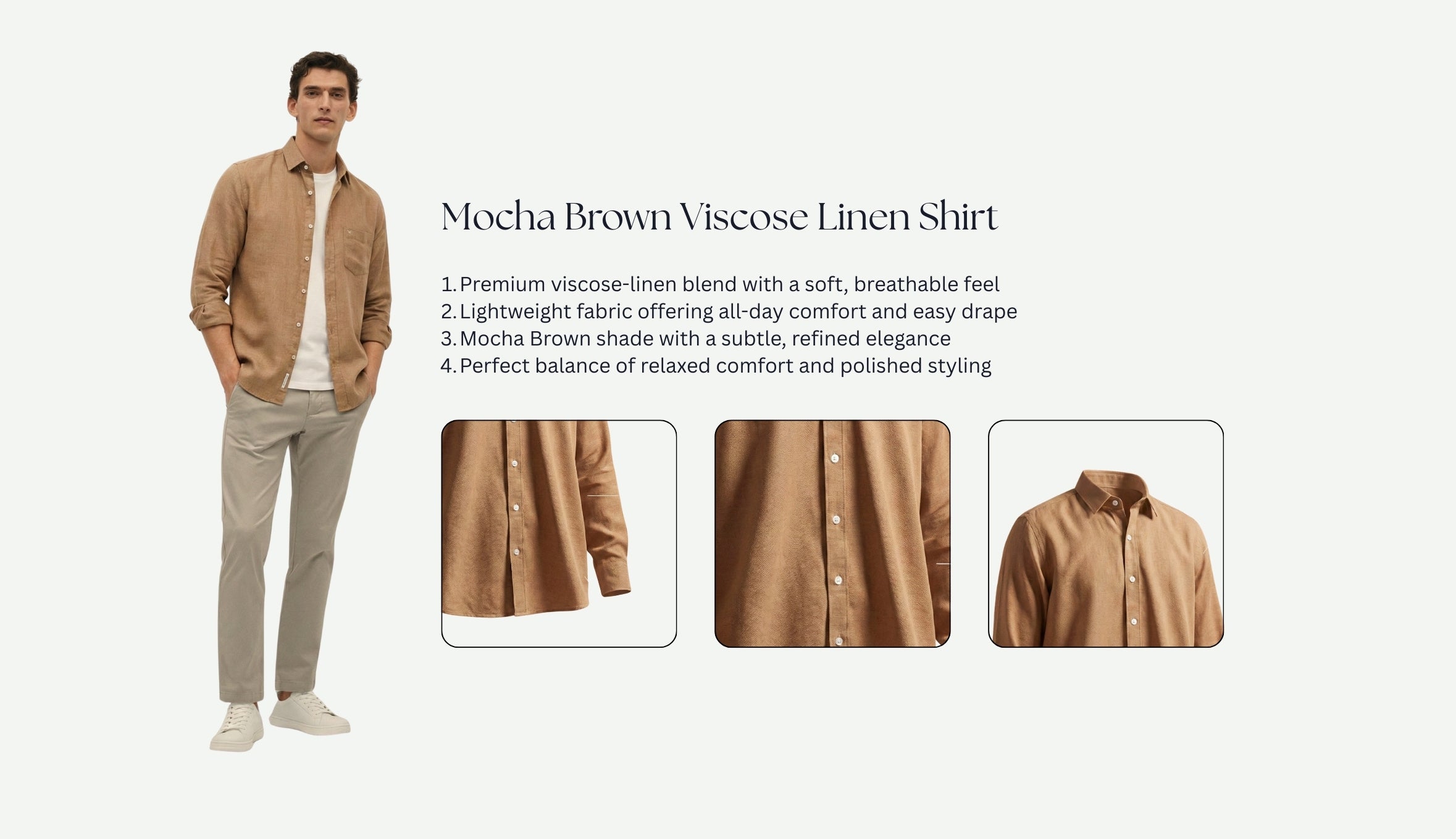 Mocha Brown Viscose Linen Shirt