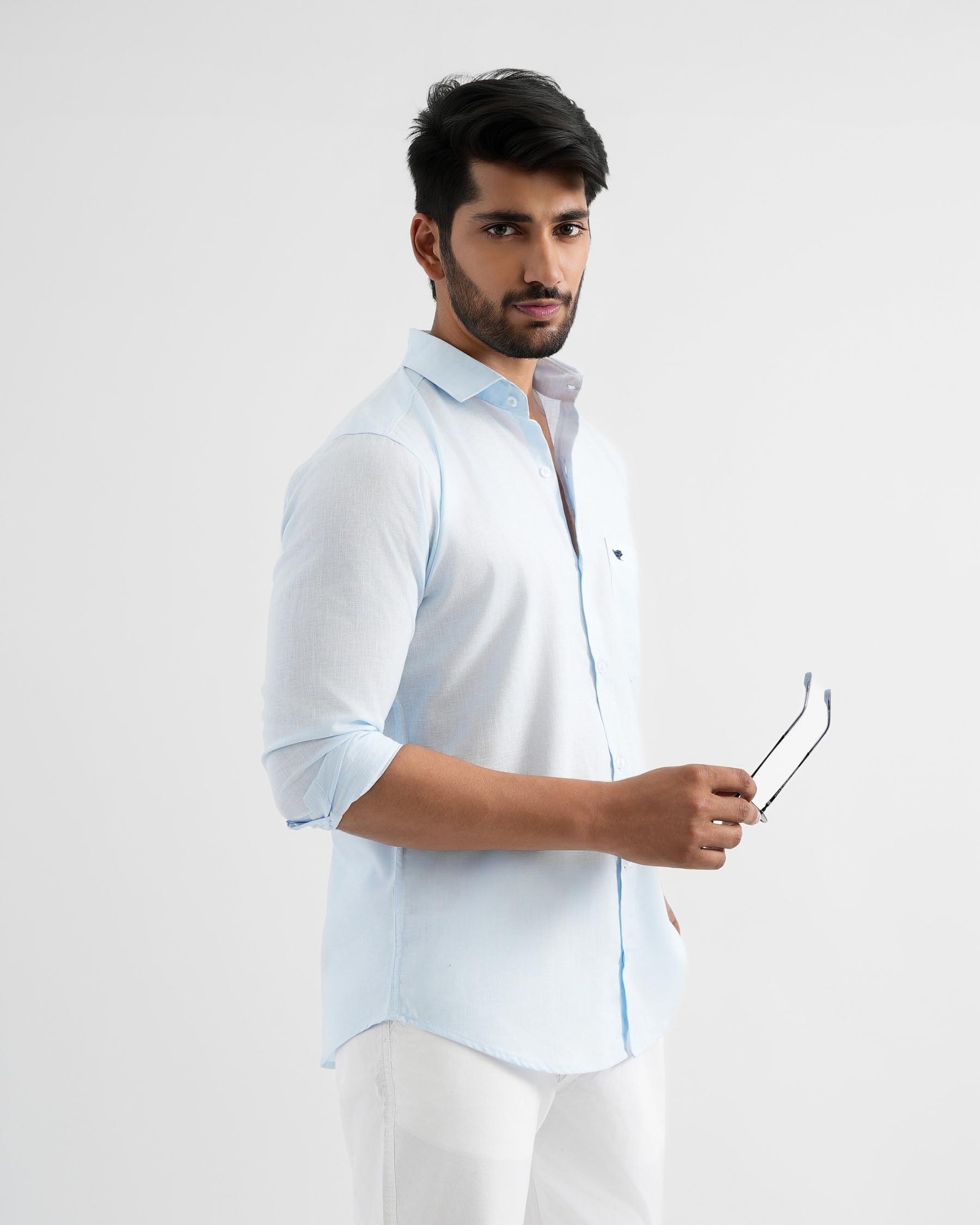 Pale Aqua Lyocell Linen Shirt