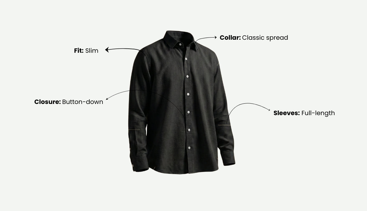 Onyx Black Viscose Linen Shirt