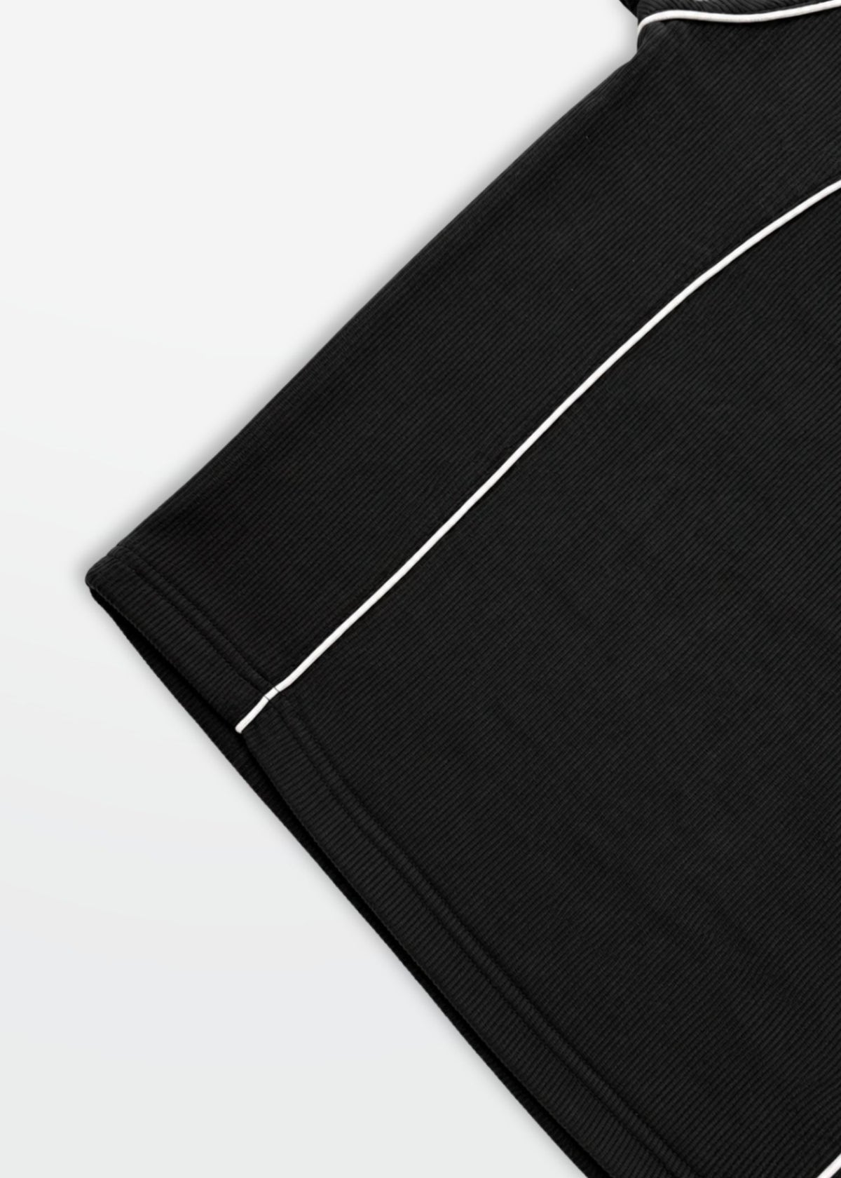 Black Cream Piped Ribbed Henley