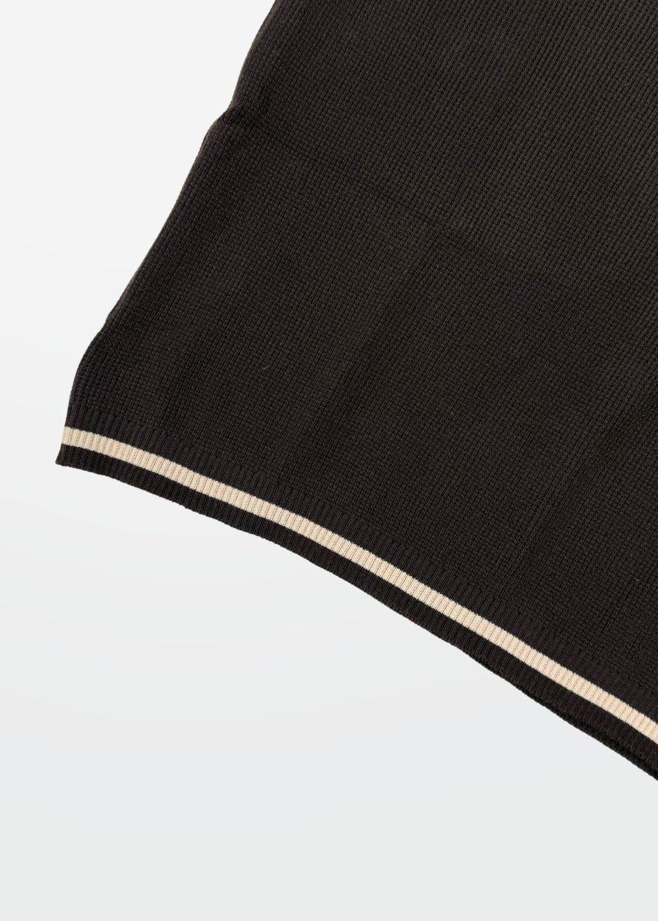 Dark Chocolate Tipped Zip Polo Shirt