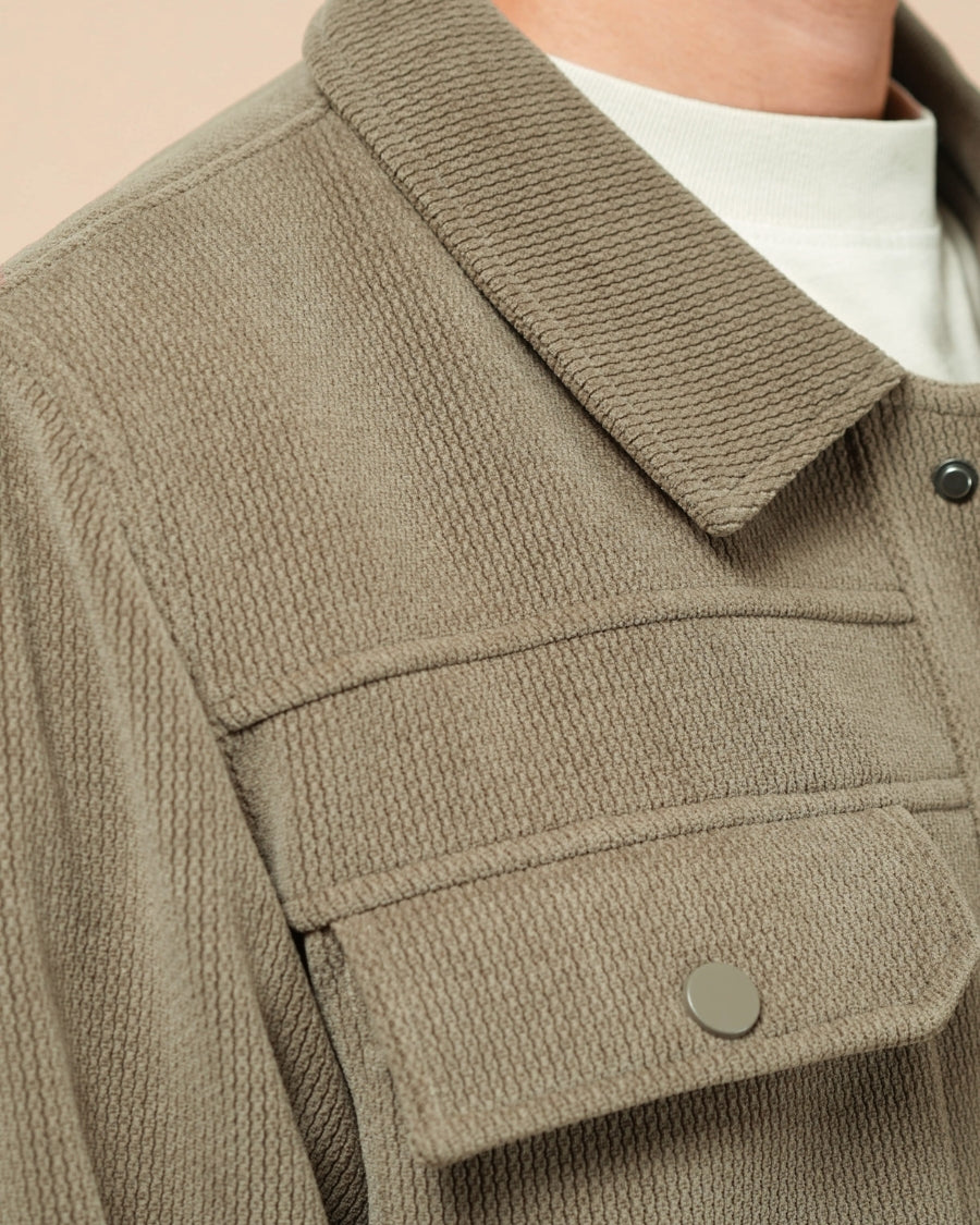 Regular Fit Shacket in Olive Brown