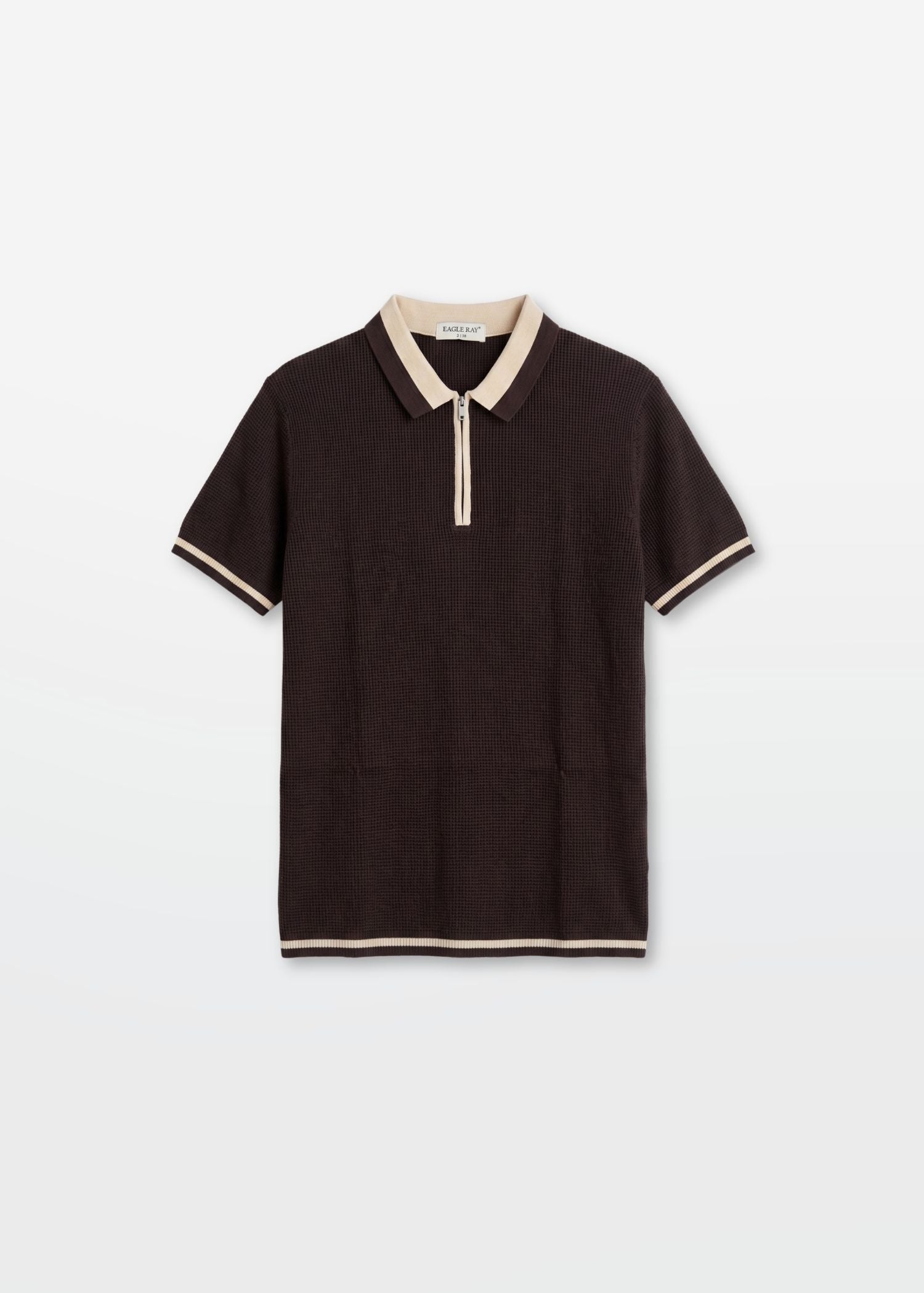 Dark Chocolate Tipped Zip Polo Shirt